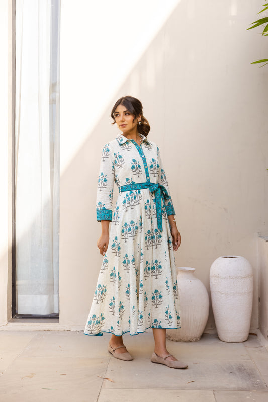 MAYA DRESS - TEAL FLORAL