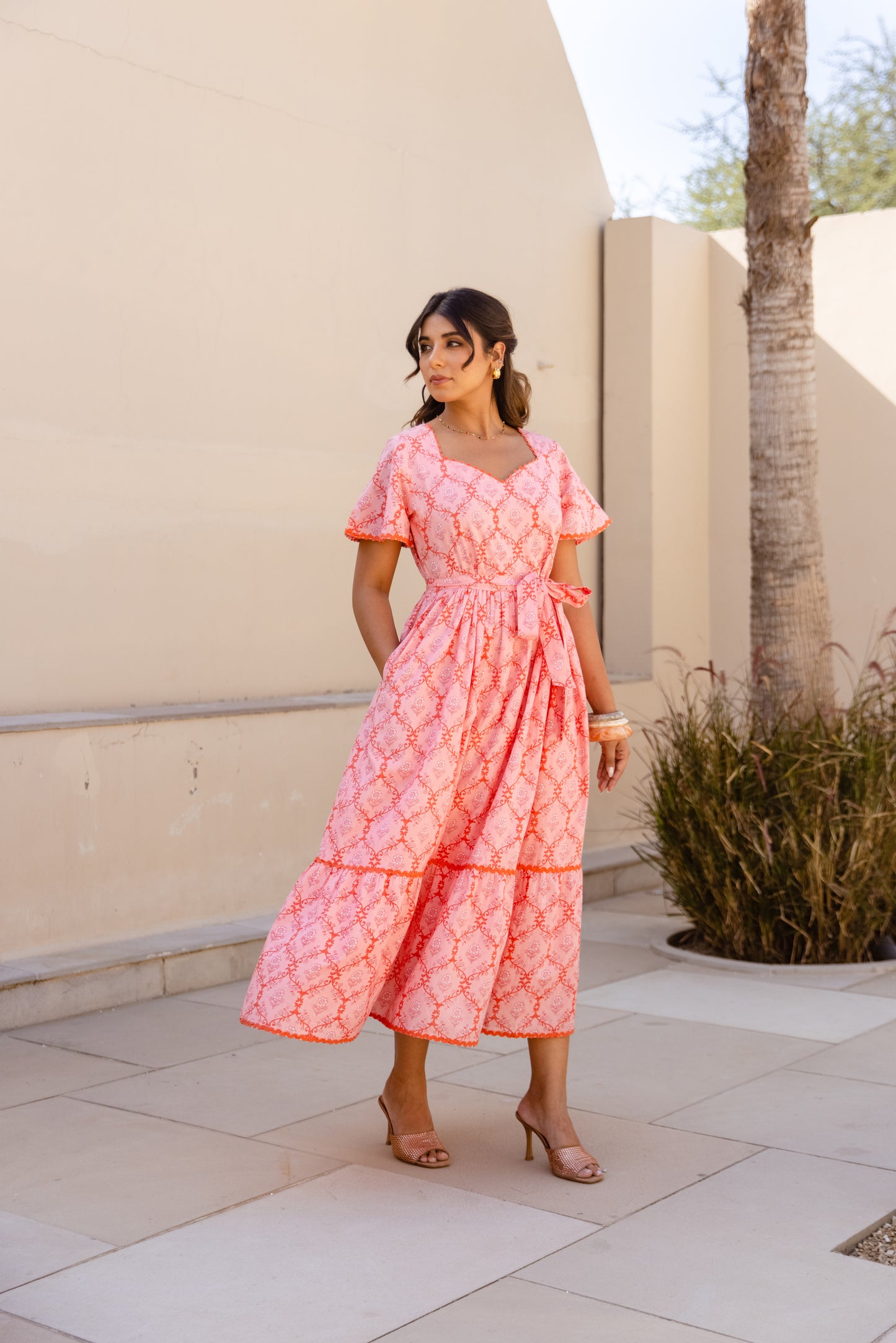 NOOR DRESS - CORAL BLOOM