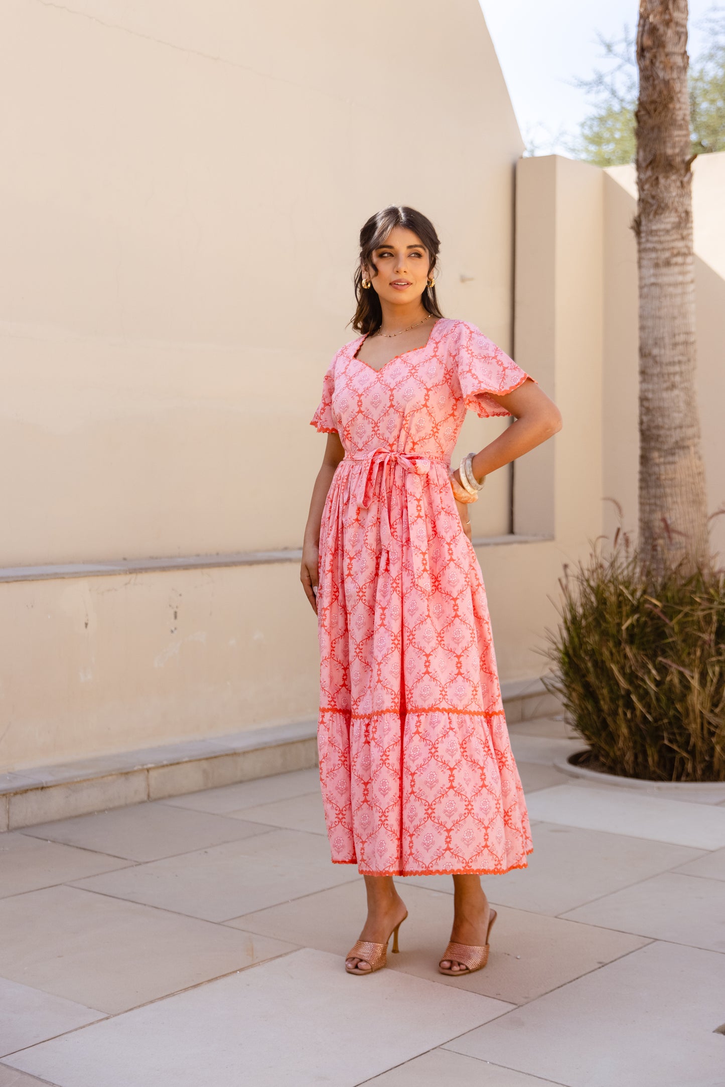 NOOR DRESS - CORAL BLOOM