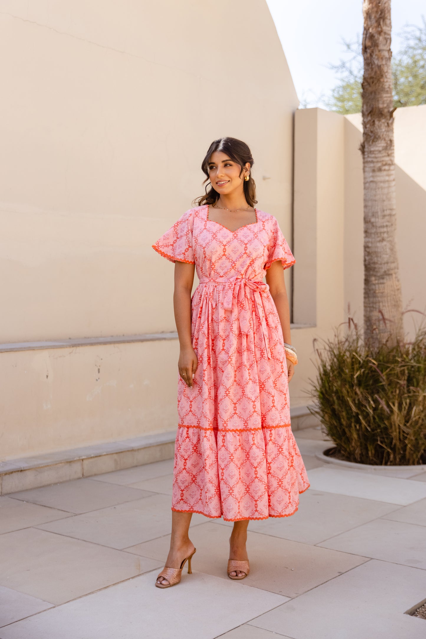 NOOR DRESS - CORAL BLOOM