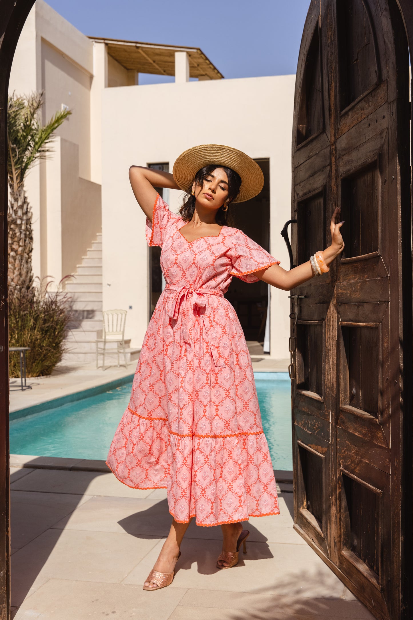 NOOR DRESS - CORAL BLOOM