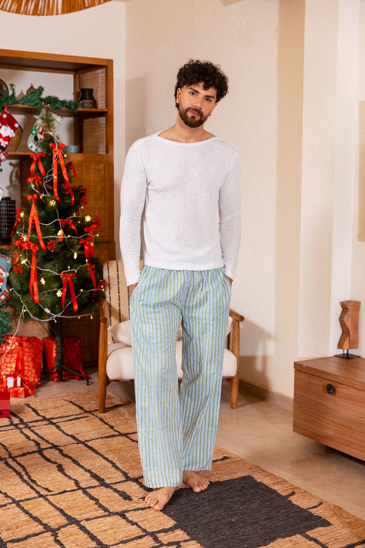 MEN’S COTTON PYJAMA BOTTOMS - MALABAR STRIPE