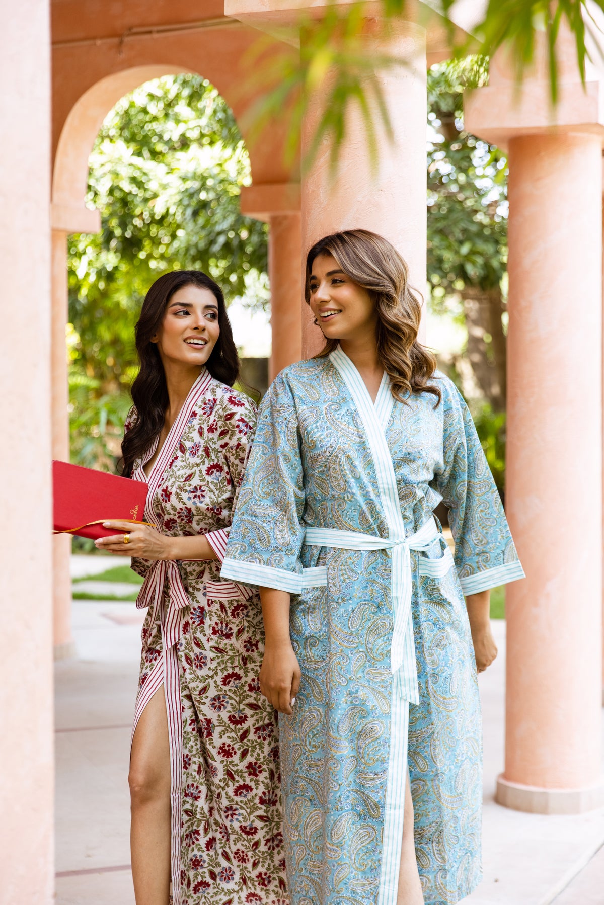 LIGHT COTTON ROBE - AQUA PAISLEY