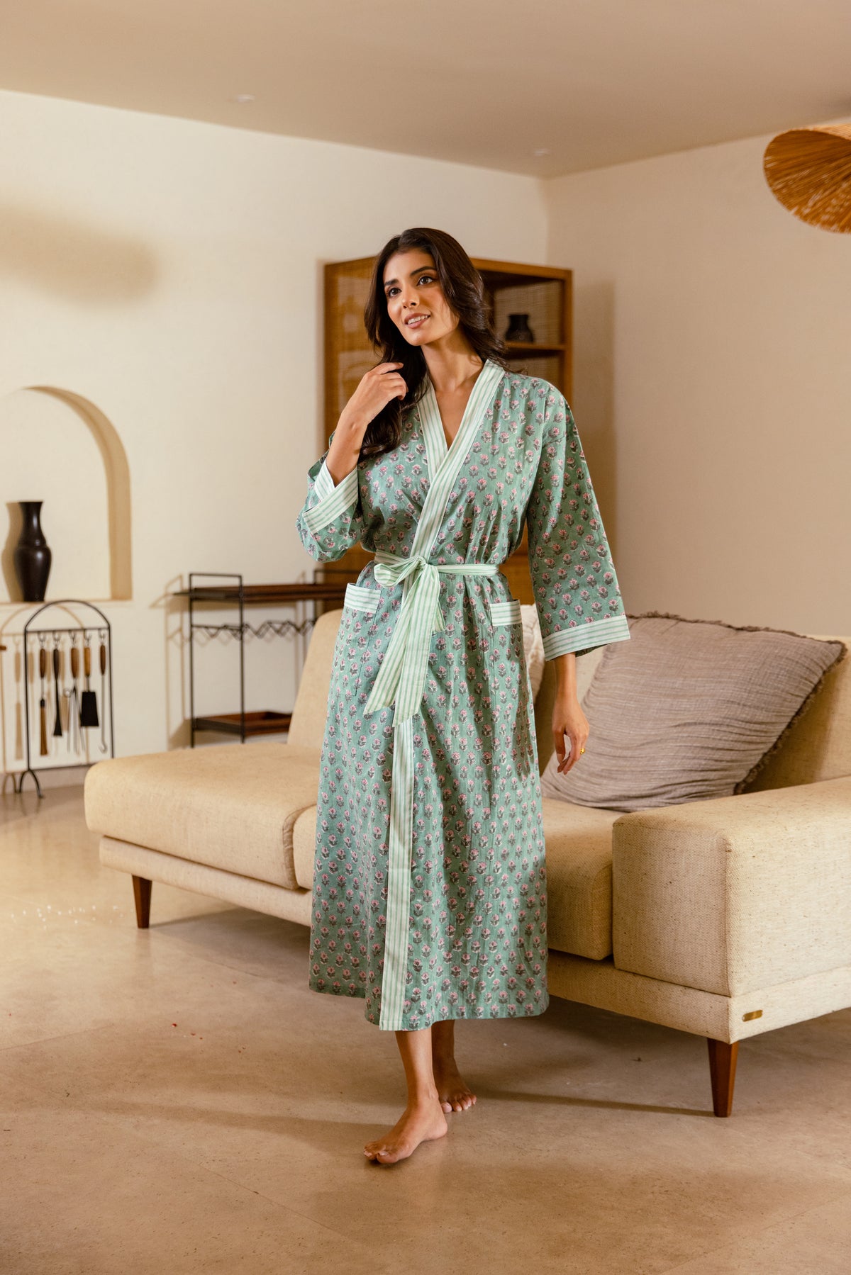LIGHT COTTON ROBE - PISTACHIO BUD