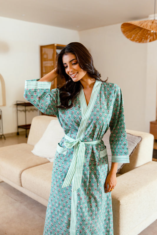 LIGHT COTTON ROBE - PISTACHIO BUD