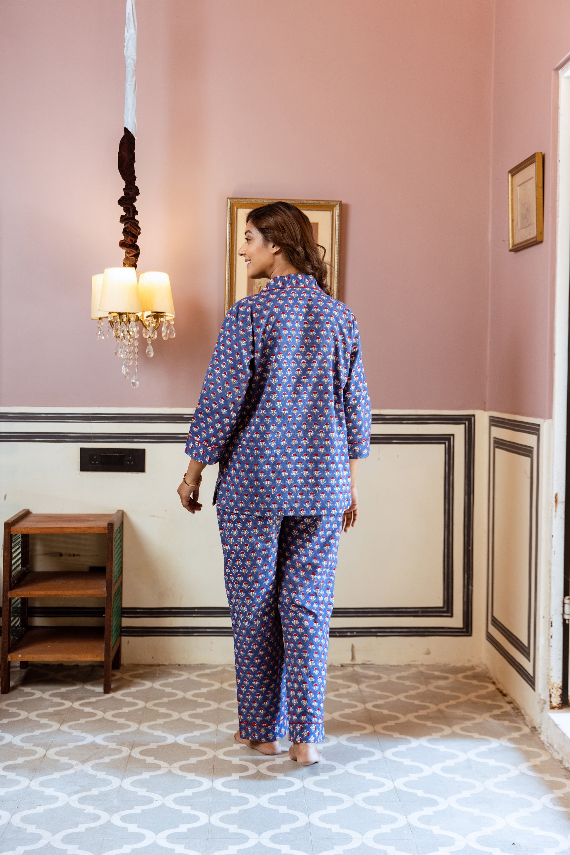 MIDNIGHT BLOOM BLOCK PRINT PJ SET
