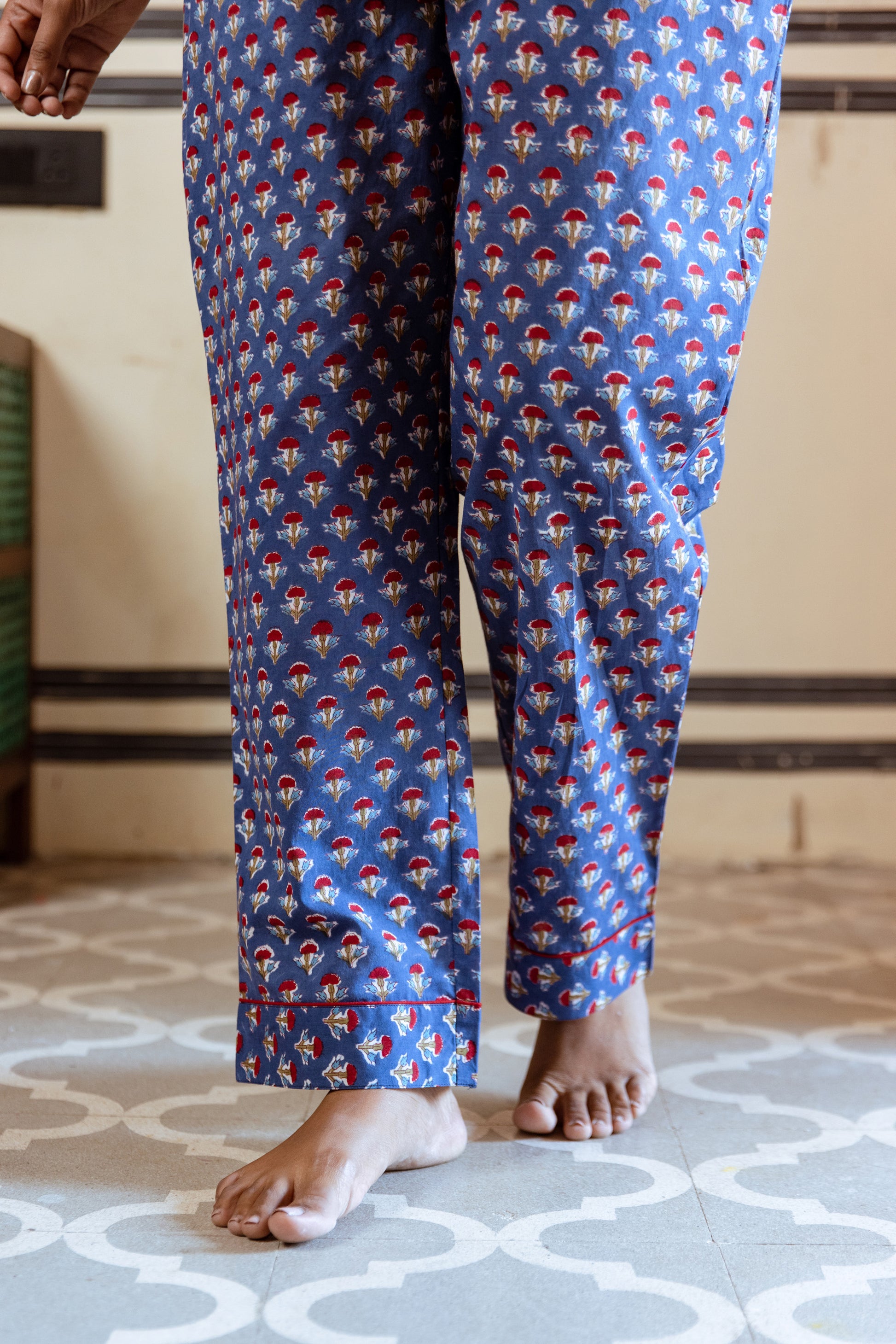 MIDNIGHT BLOOM BLOCK PRINT PJ SET
