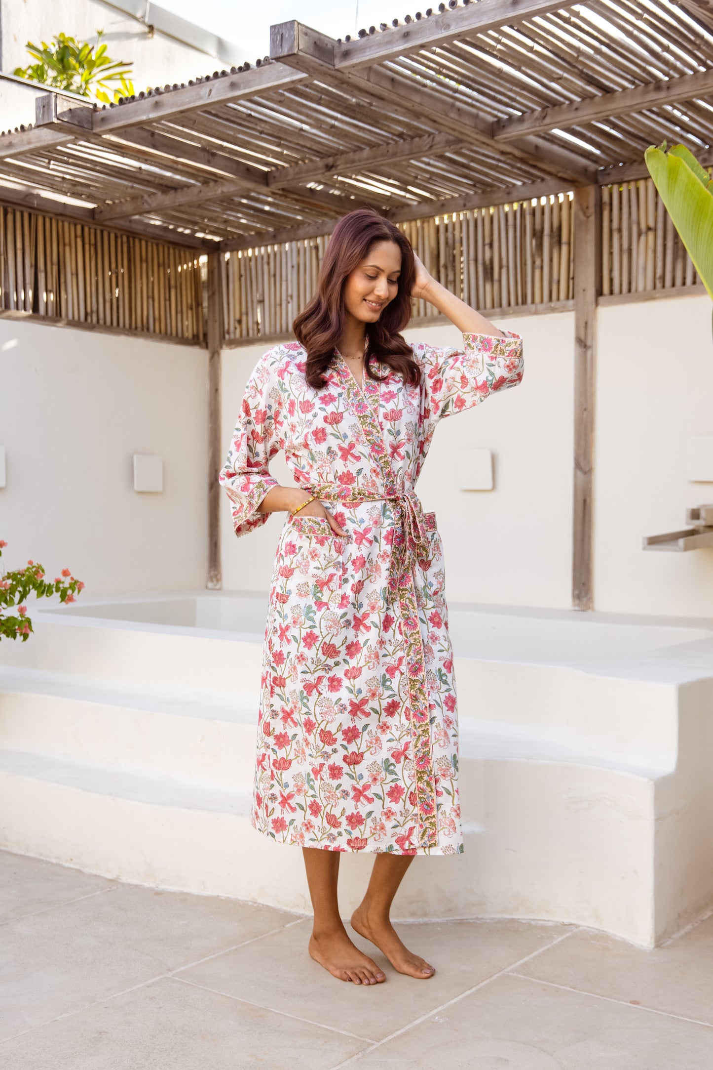 LIGHT COTTON ROBE - BLUSH FLORAL