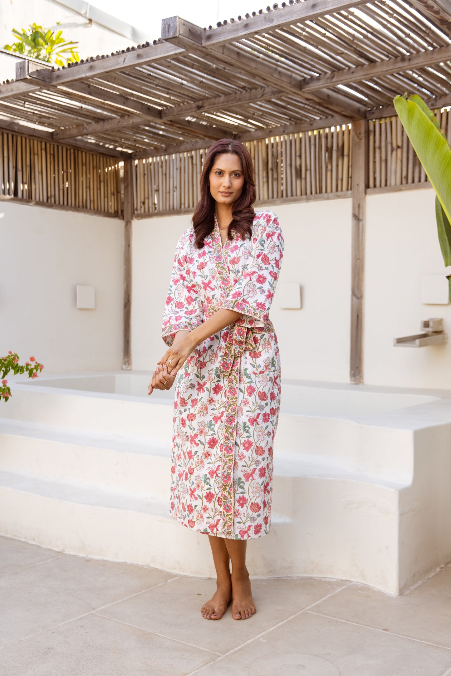 LIGHT COTTON ROBE - BLUSH FLORAL