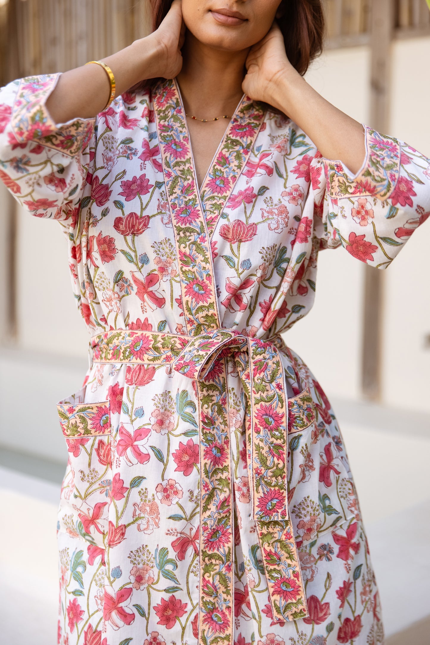 LIGHT COTTON ROBE - BLUSH FLORAL