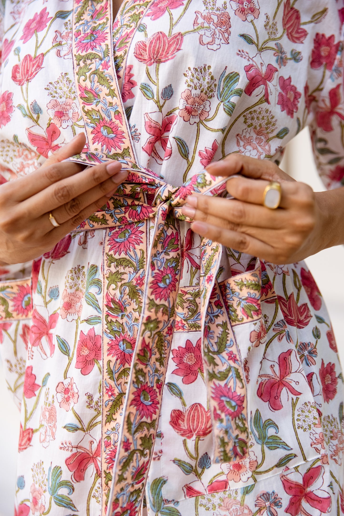 LIGHT COTTON ROBE - BLUSH FLORAL