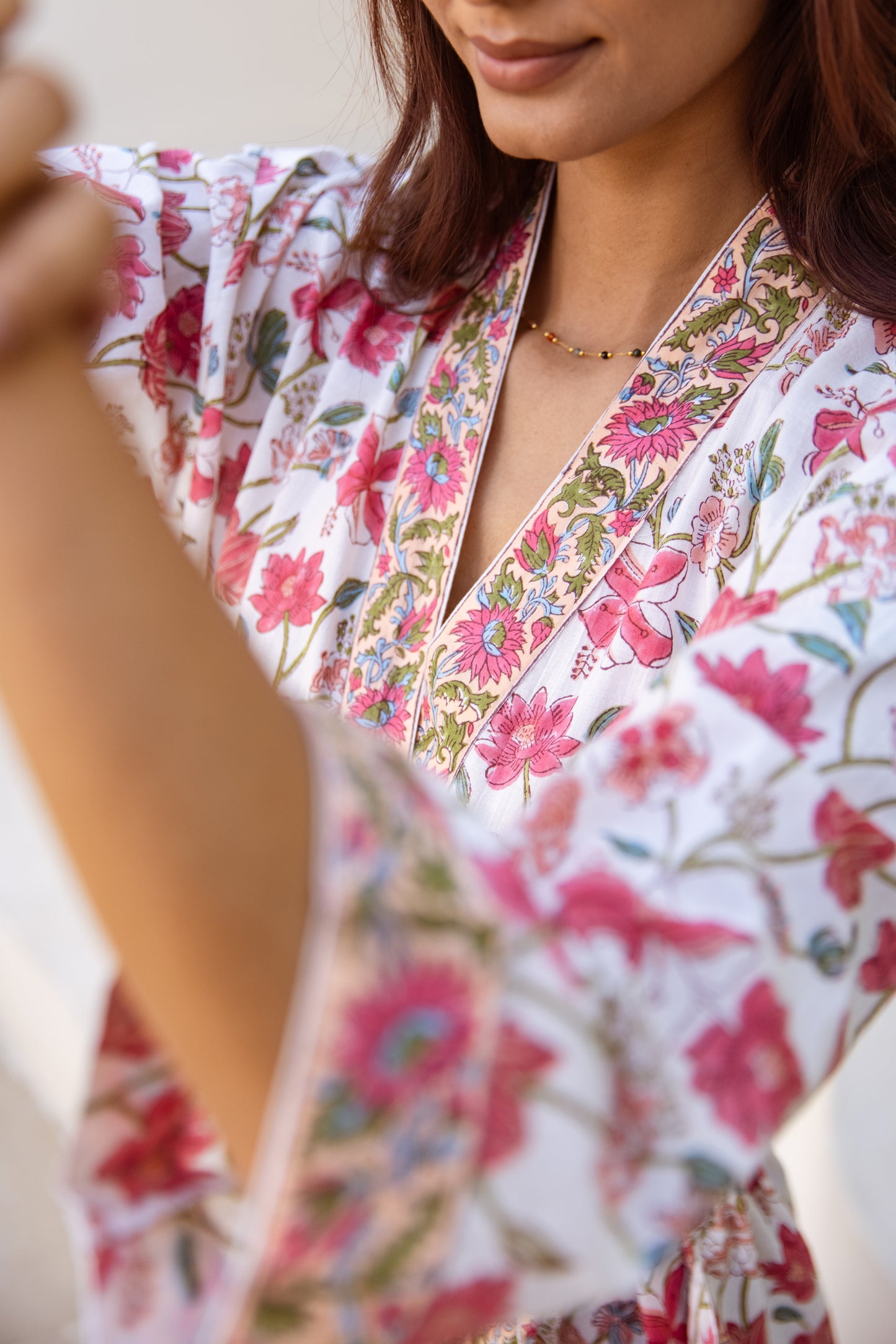 LIGHT COTTON ROBE - BLUSH FLORAL