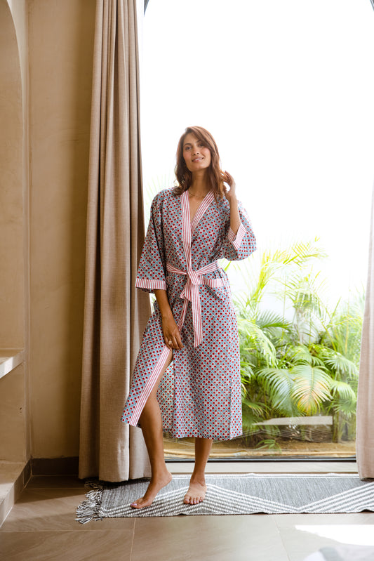 LIGHT COTTON ROBE - SCARLET BLOOM