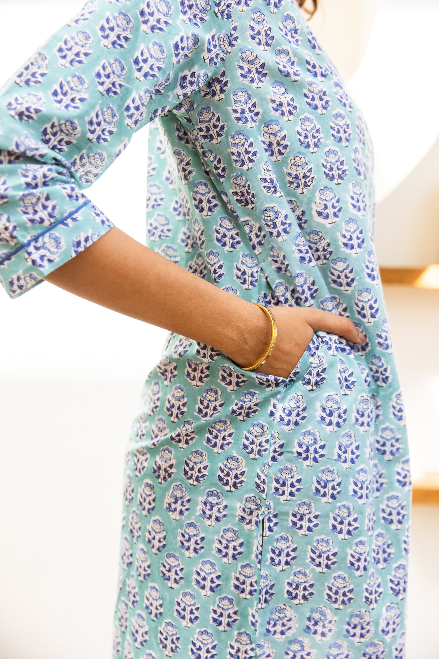COTTON NIGHTSHIRT - BLUE FLORAL