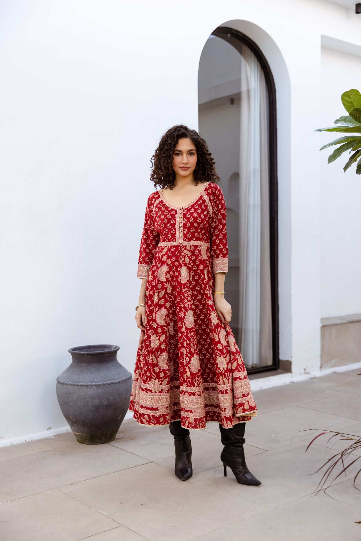THE MARGOT DRESS IN RUBY PETAL