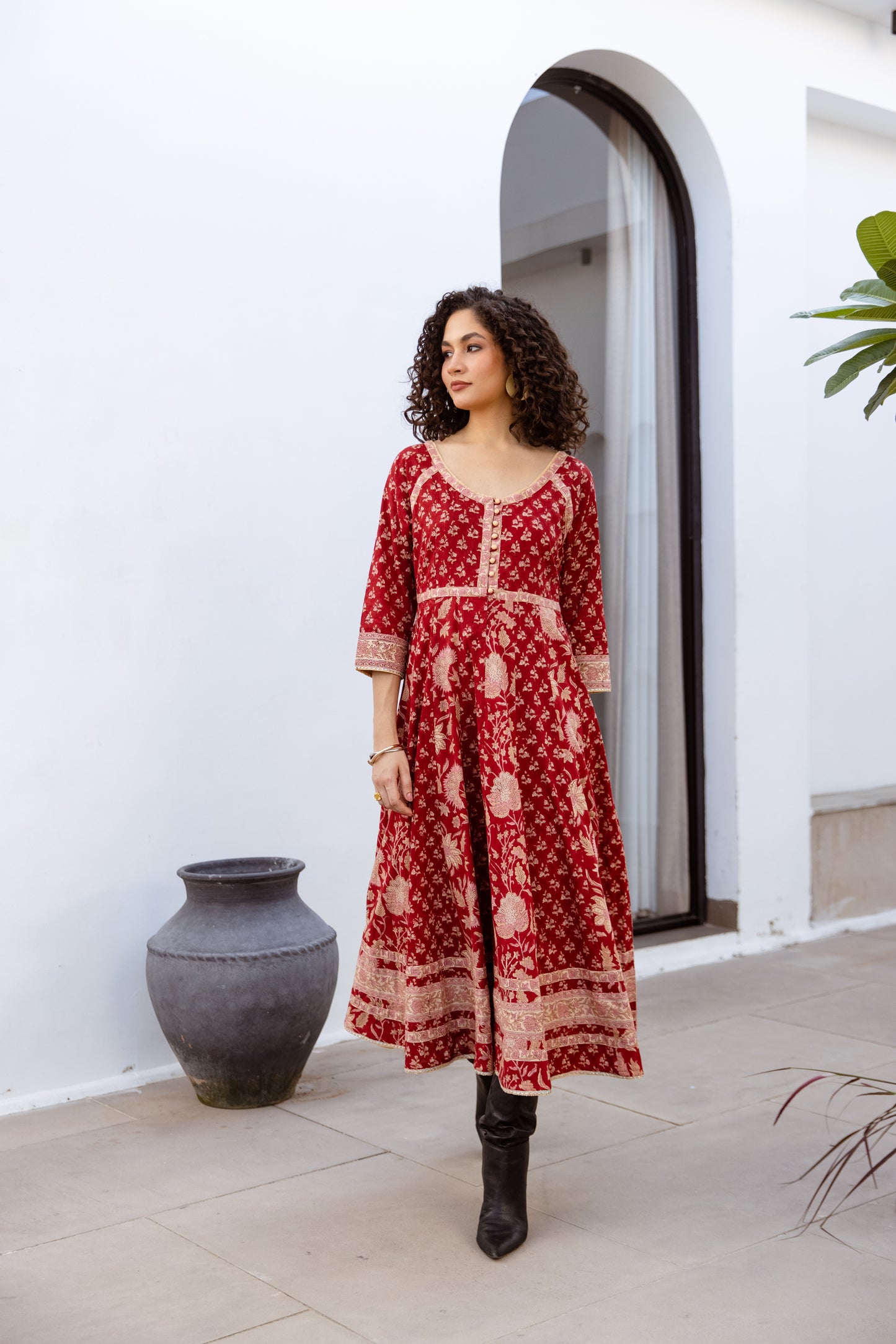 THE MARGOT DRESS IN RUBY PETAL