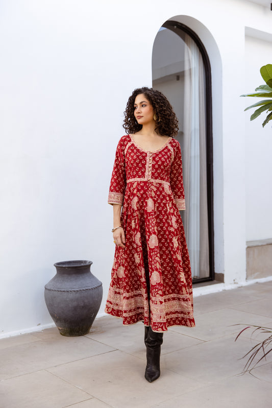 THE MARGOT DRESS IN RUBY PETAL