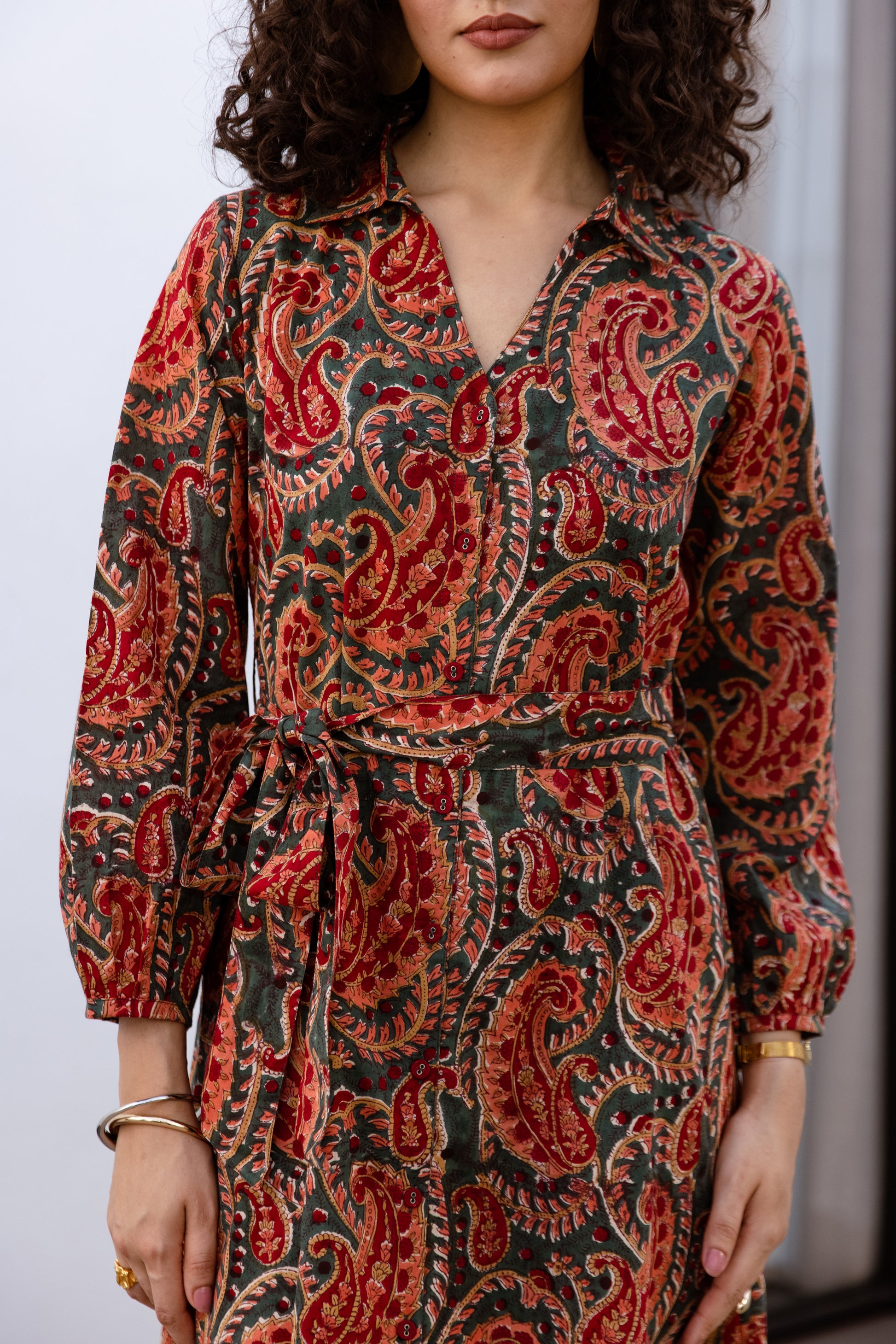 paisley winter dress Brown Paisley Bloom Long Sleeve Maxi Dress FARM Rio