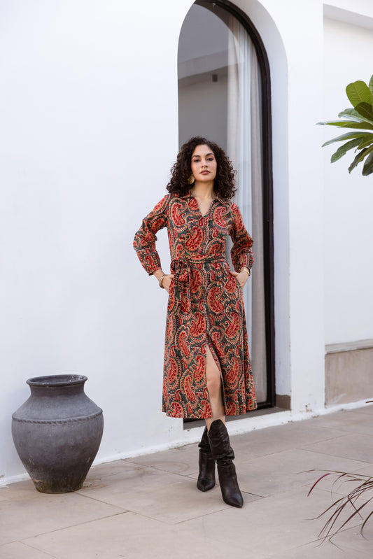 THE CLARA SHIRT DRESS IN WINTER PAISLEY