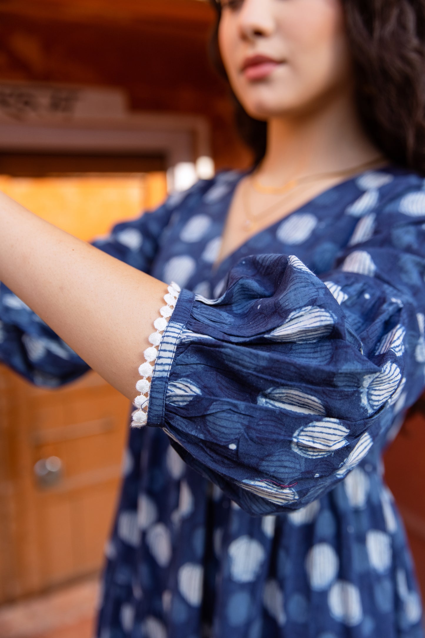 ZOYA DRESS - INDIGO POLKA DOT