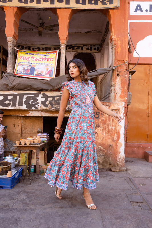 AVA DRESS - TURQUOISE FLORAL