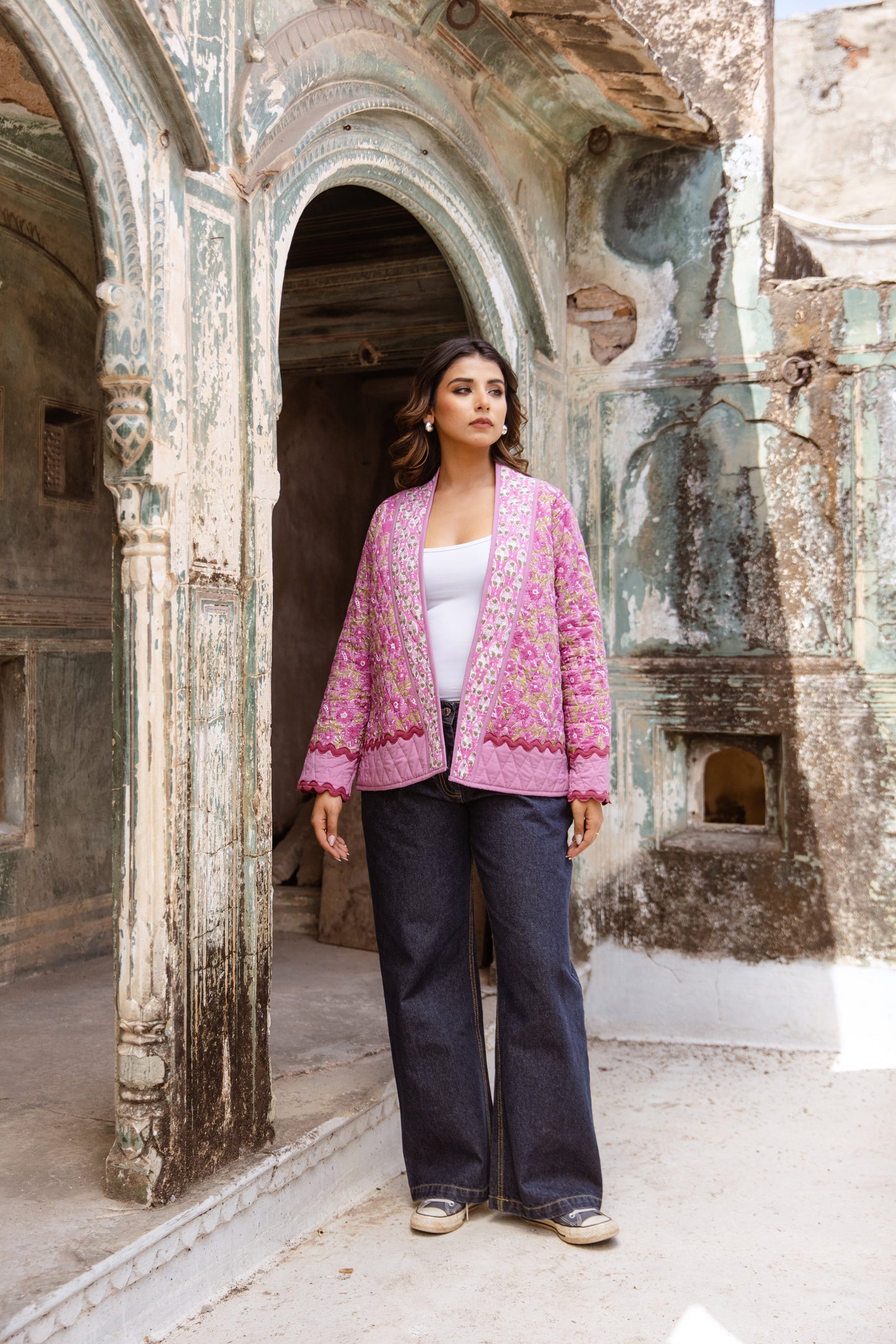 QUILTED COTTON JACKET - FUSCHIA PINK