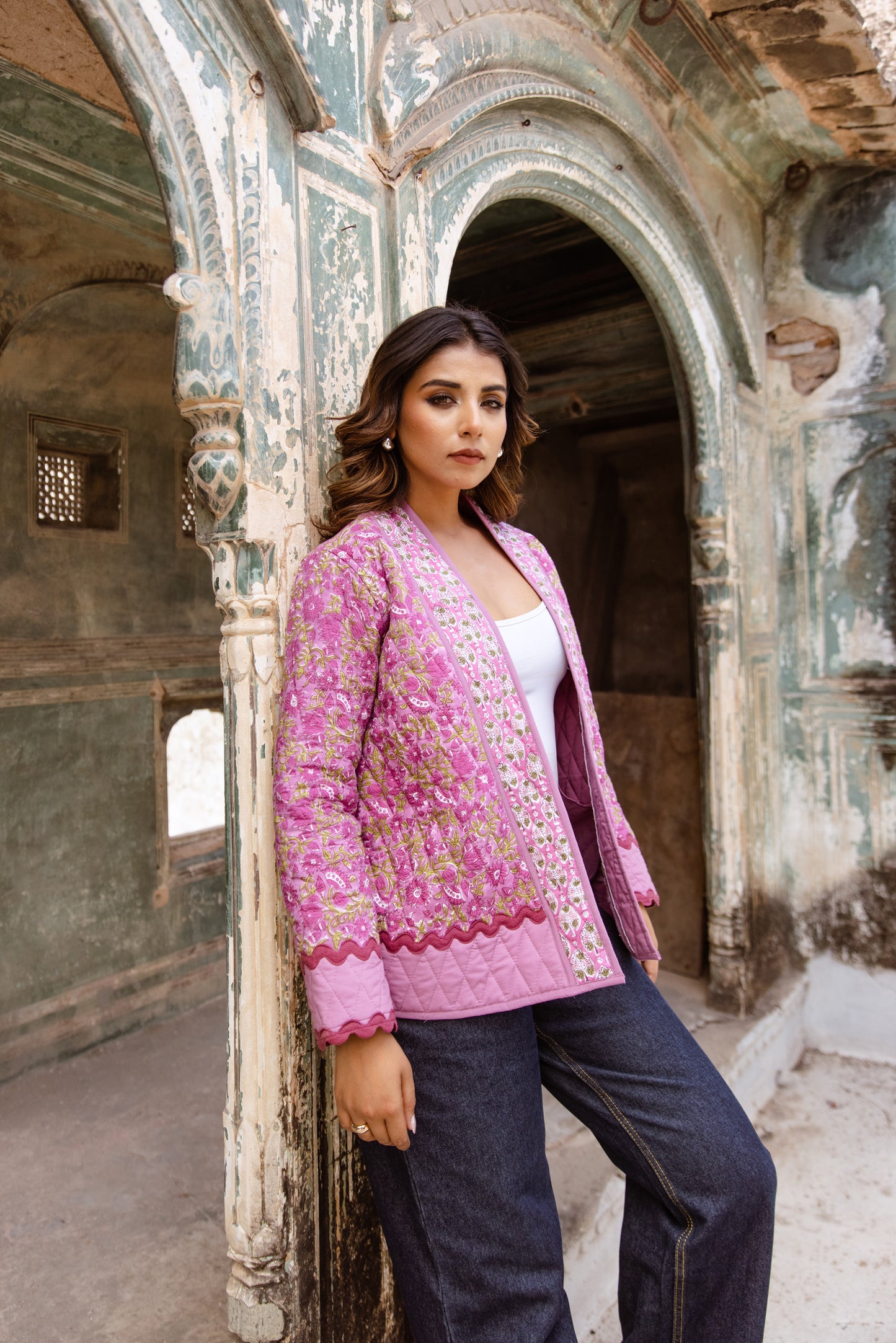 QUILTED COTTON JACKET - FUSCHIA PINK