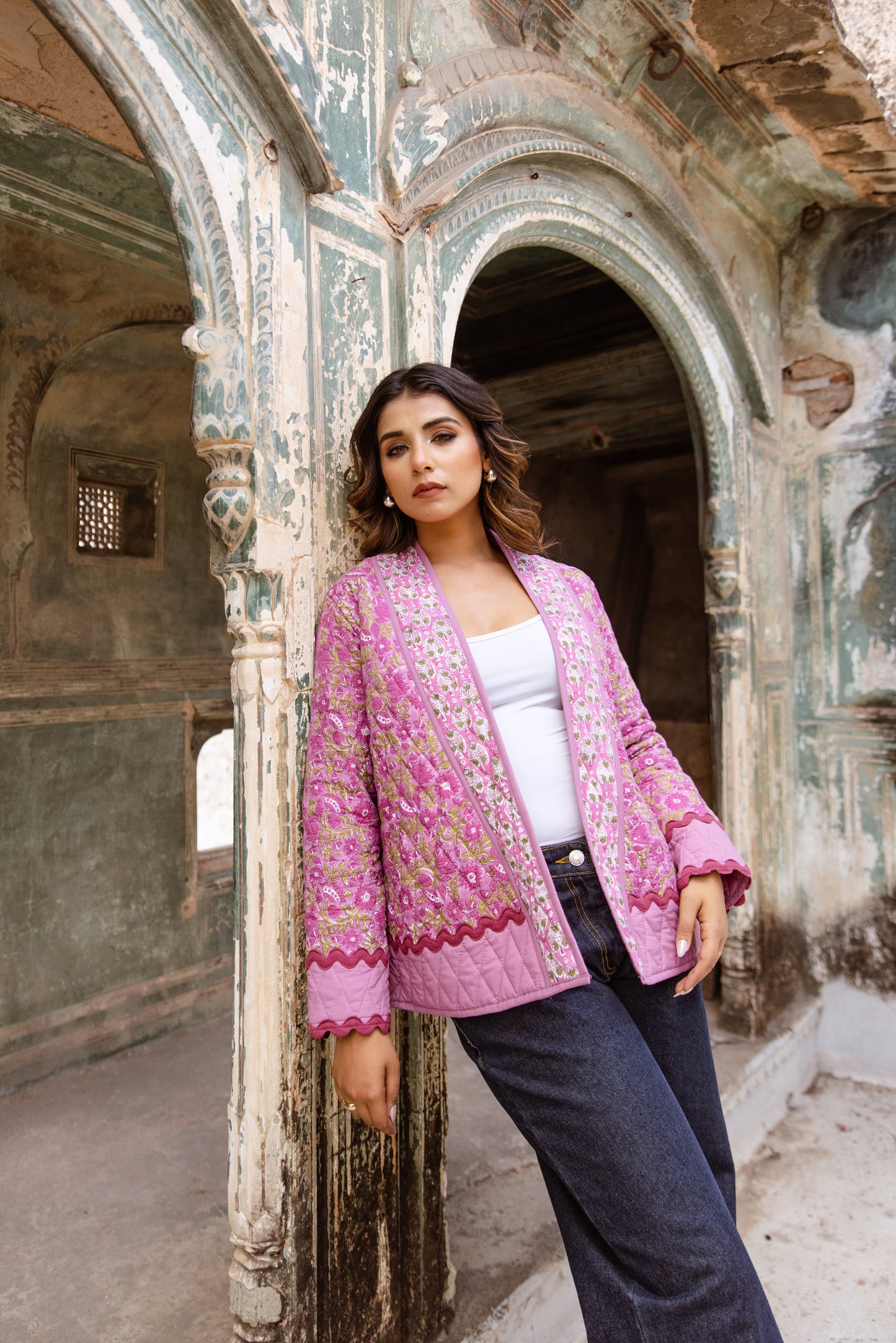 QUILTED COTTON JACKET - FUSCHIA PINK