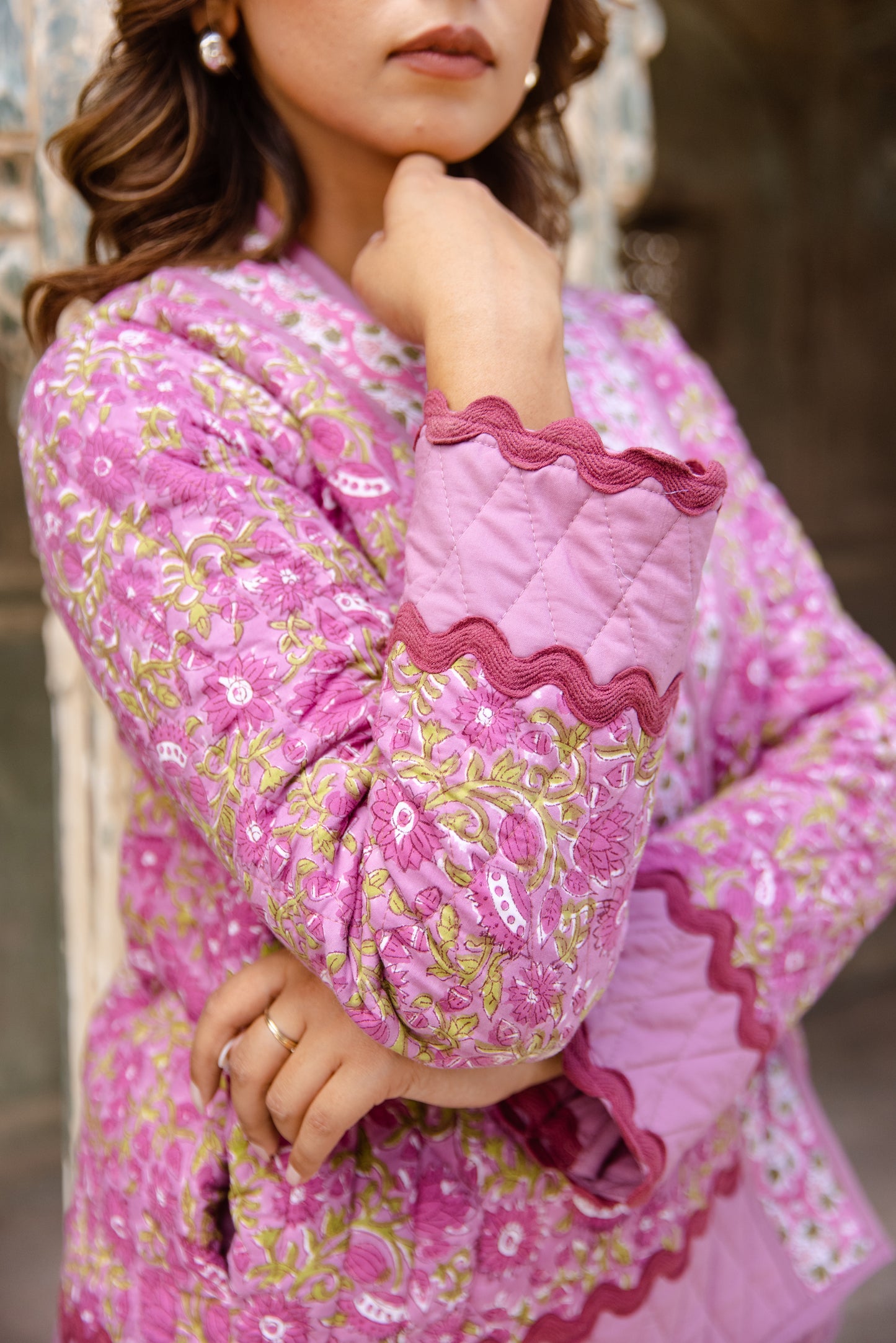 QUILTED COTTON JACKET - FUSCHIA PINK