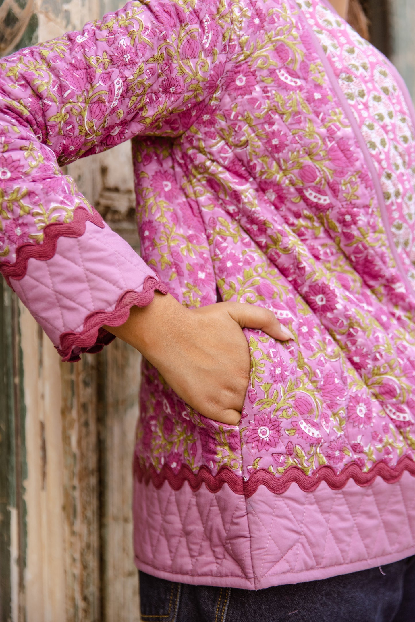 QUILTED COTTON JACKET - FUSCHIA PINK