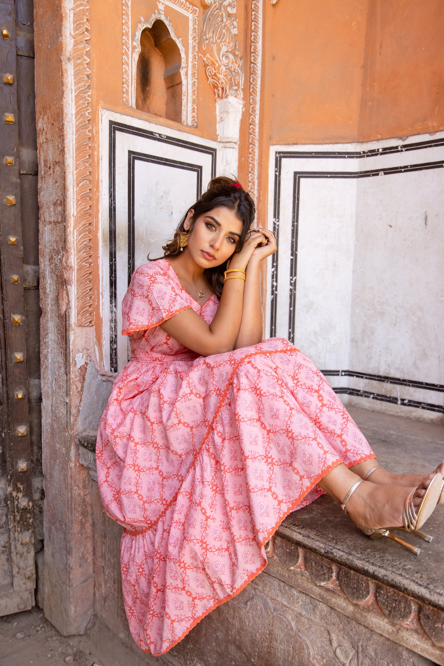NOOR DRESS - CORAL BLOOM
