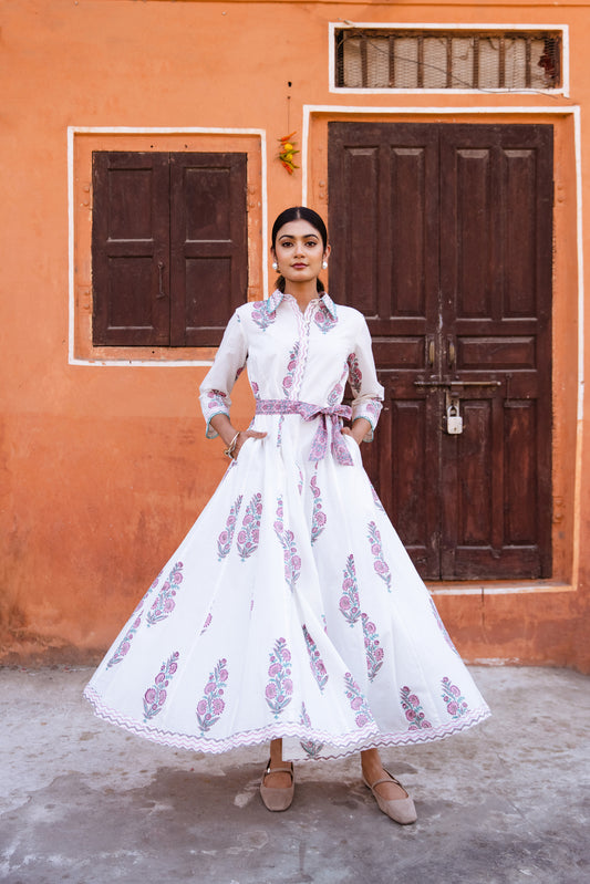 MAYA SHIRT DRESS IN WHITE LOTUS