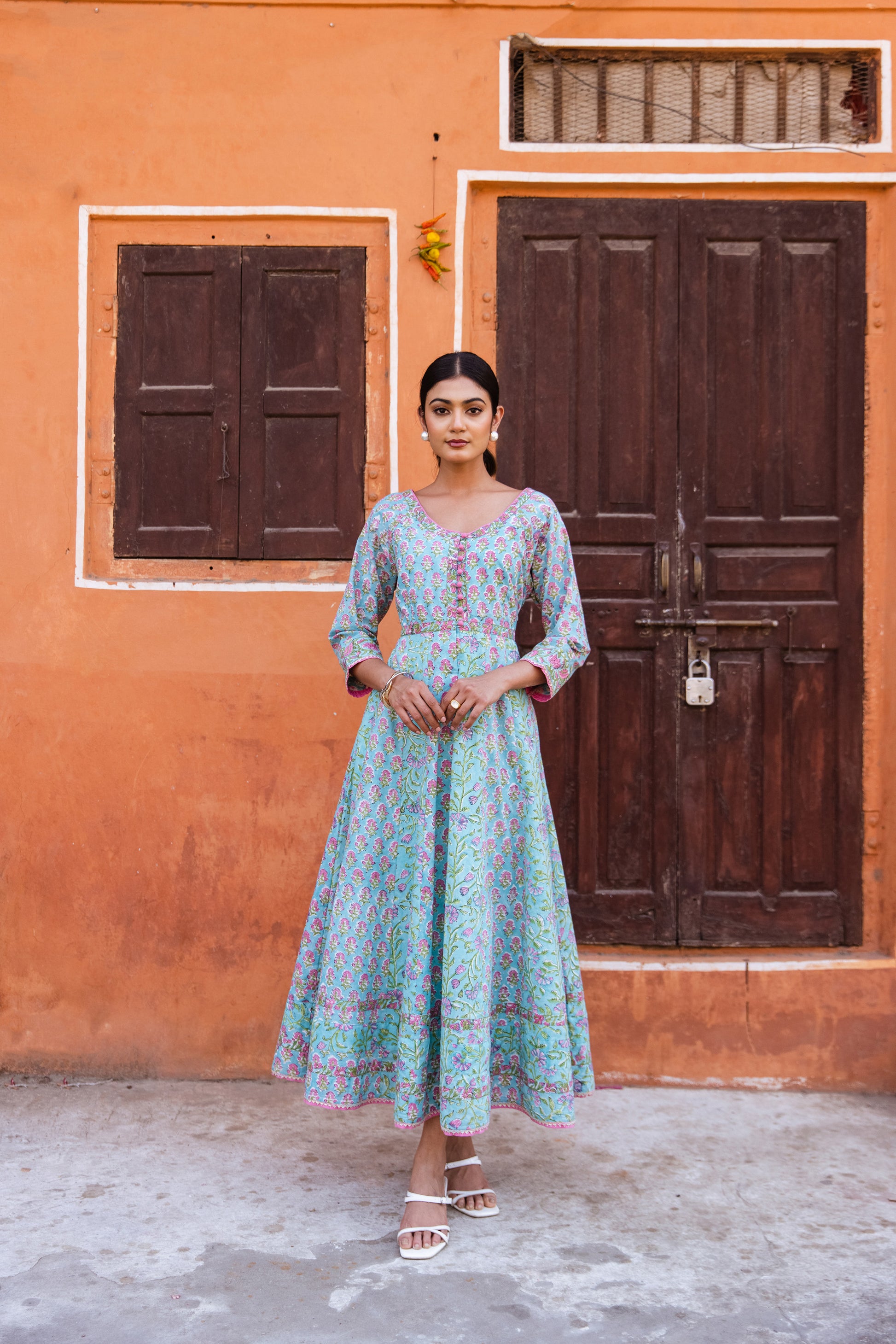 AMARA COTTON MIDI DRESS IN JAIPUR BLOOM