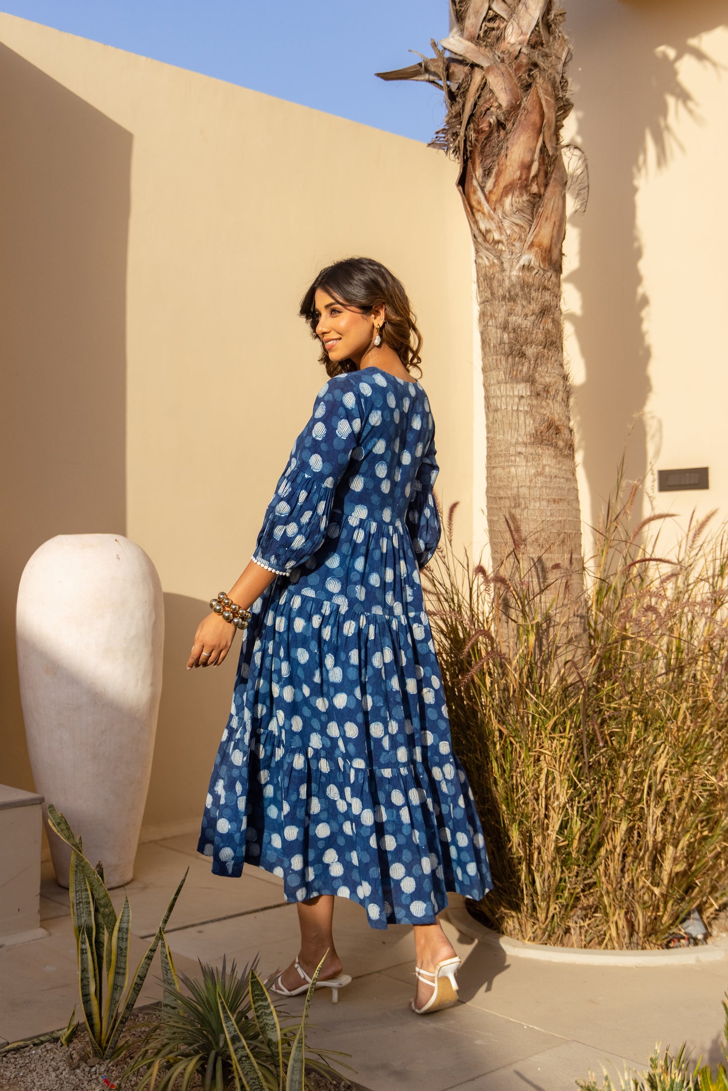 ZOYA DRESS - INDIGO POLKA DOT