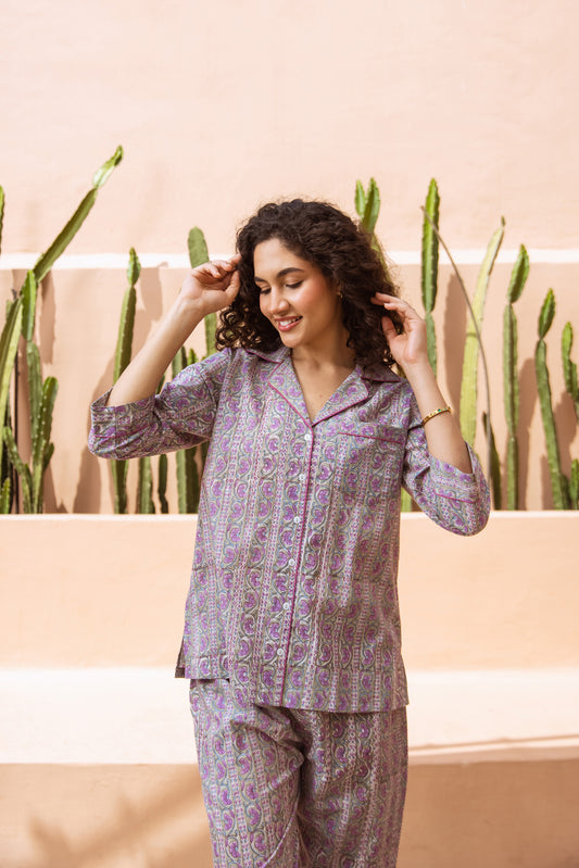 LAVENDER VINE LONG PJ SET