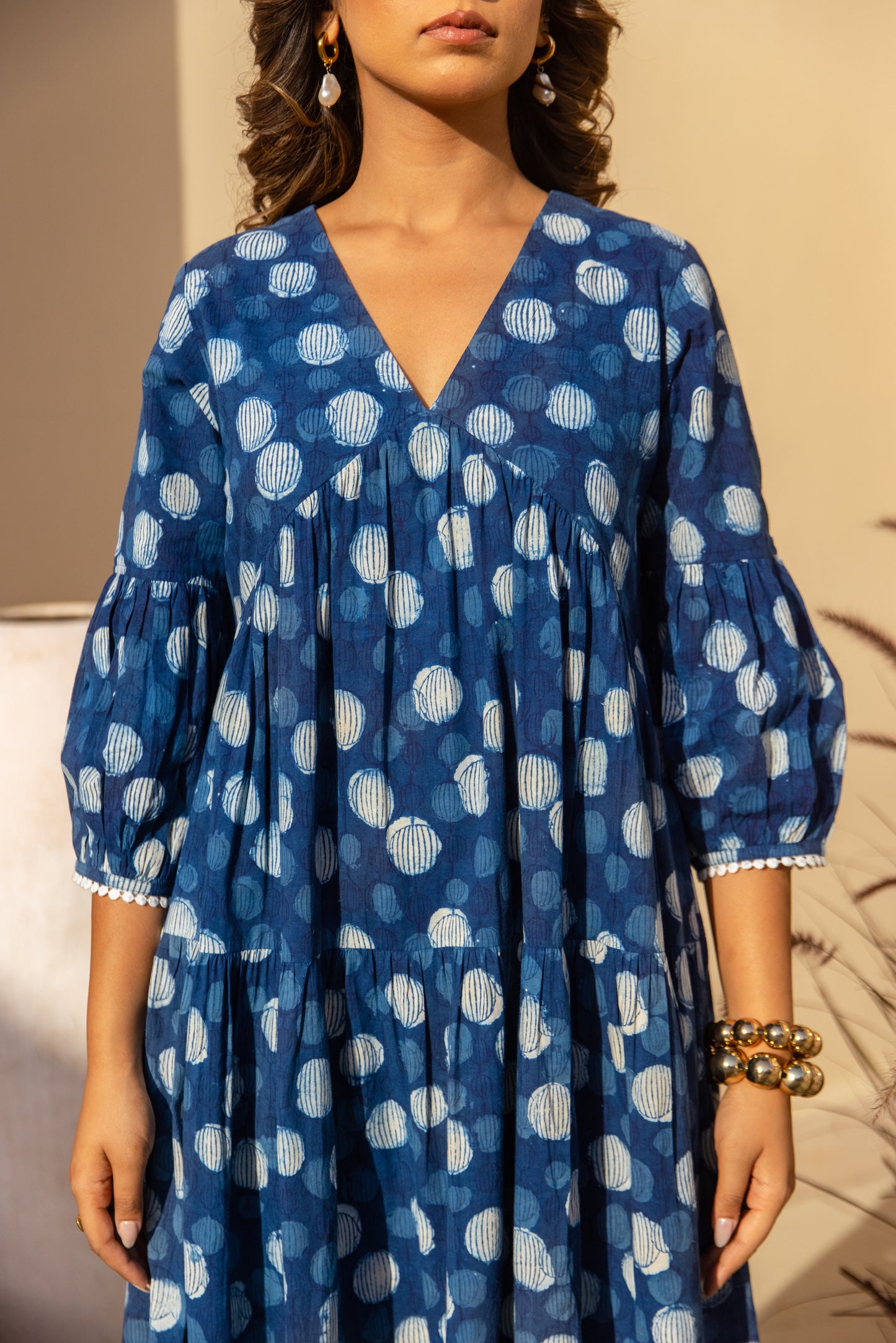 ZOYA DRESS - INDIGO POLKA DOT