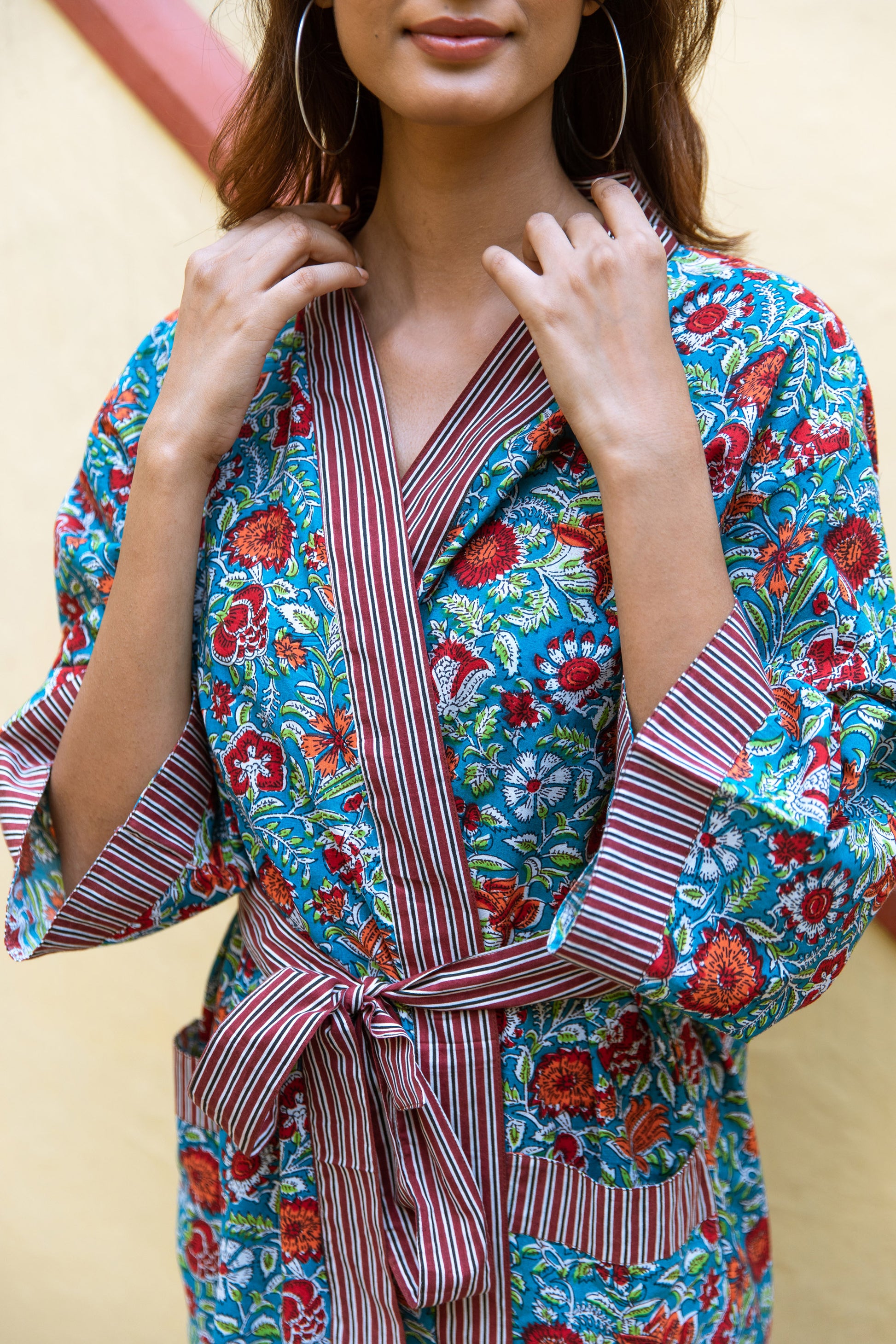 FLAME OF THE FOREST FLORAL COTTON ROBE