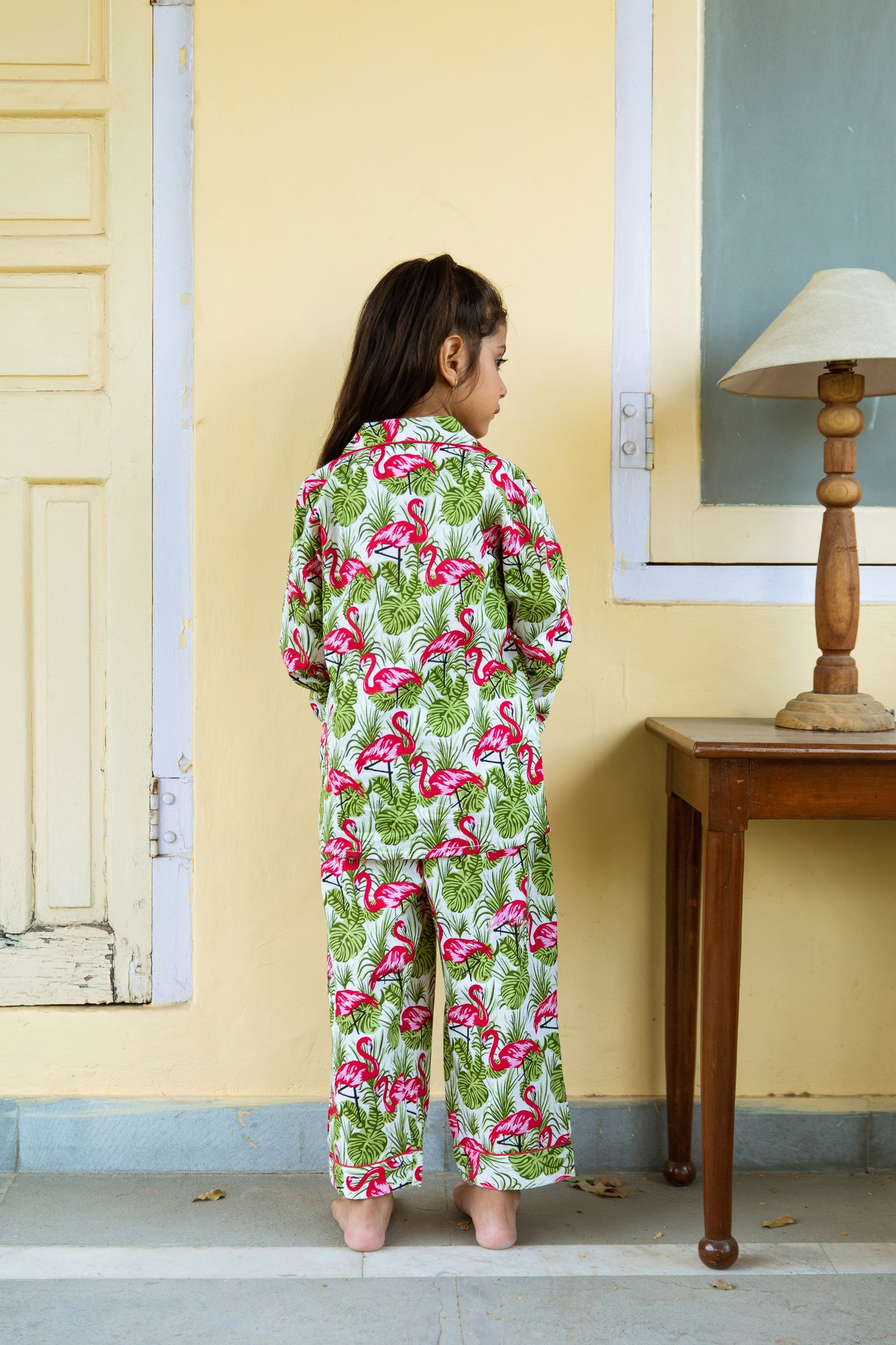 UNISEX KIDS COTTON PYJAMAS IN FANCY FLAMINGO