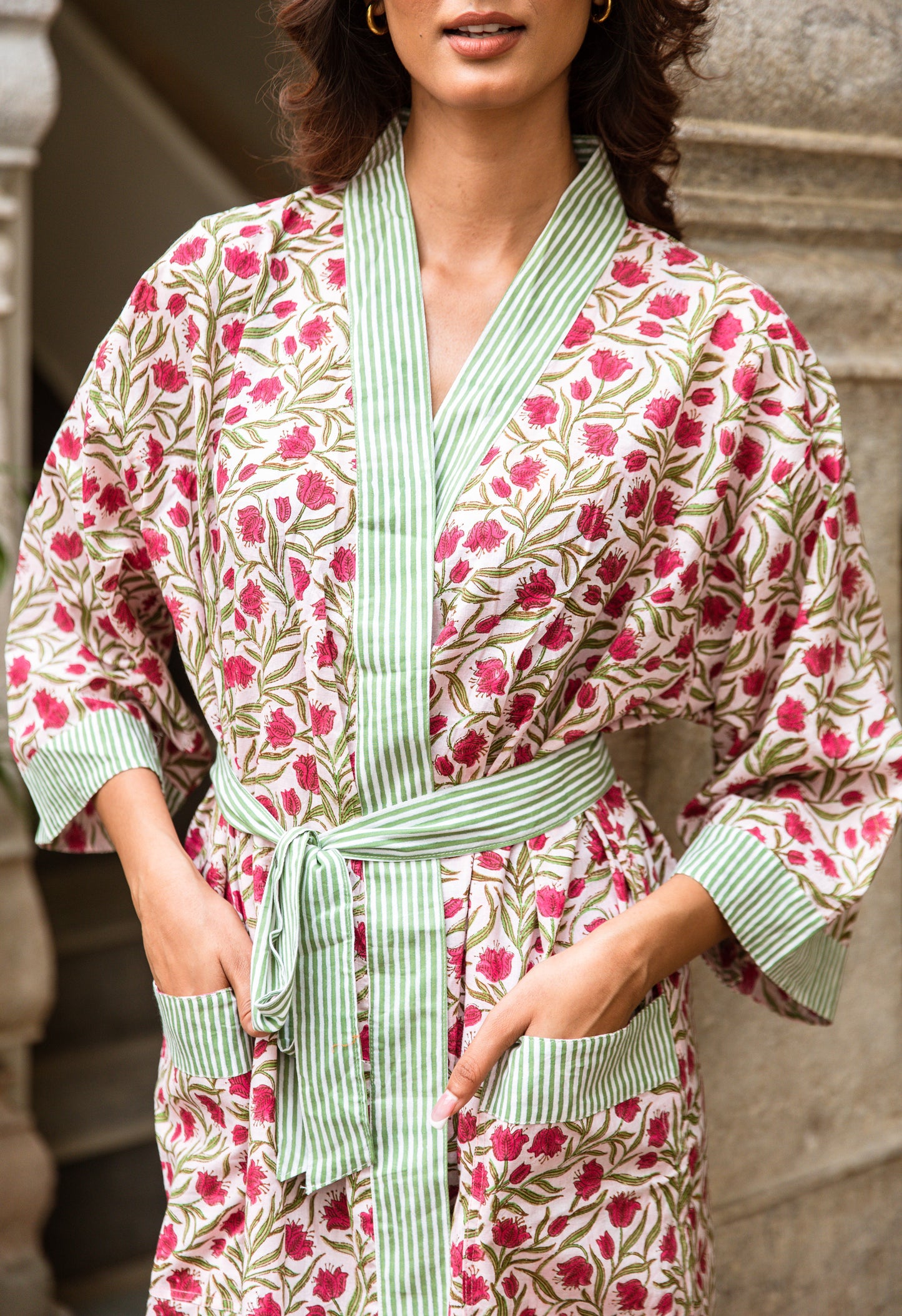 Pink and green robe