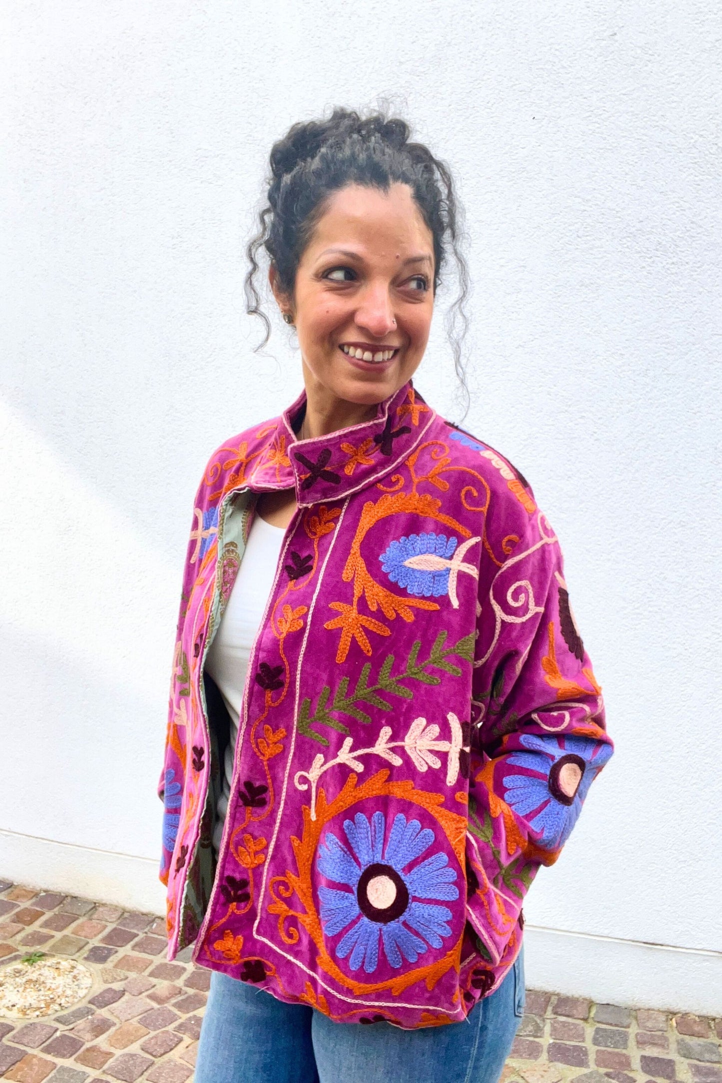 VELVET SUZANI JACKET - FUCHSIA FLORAL
