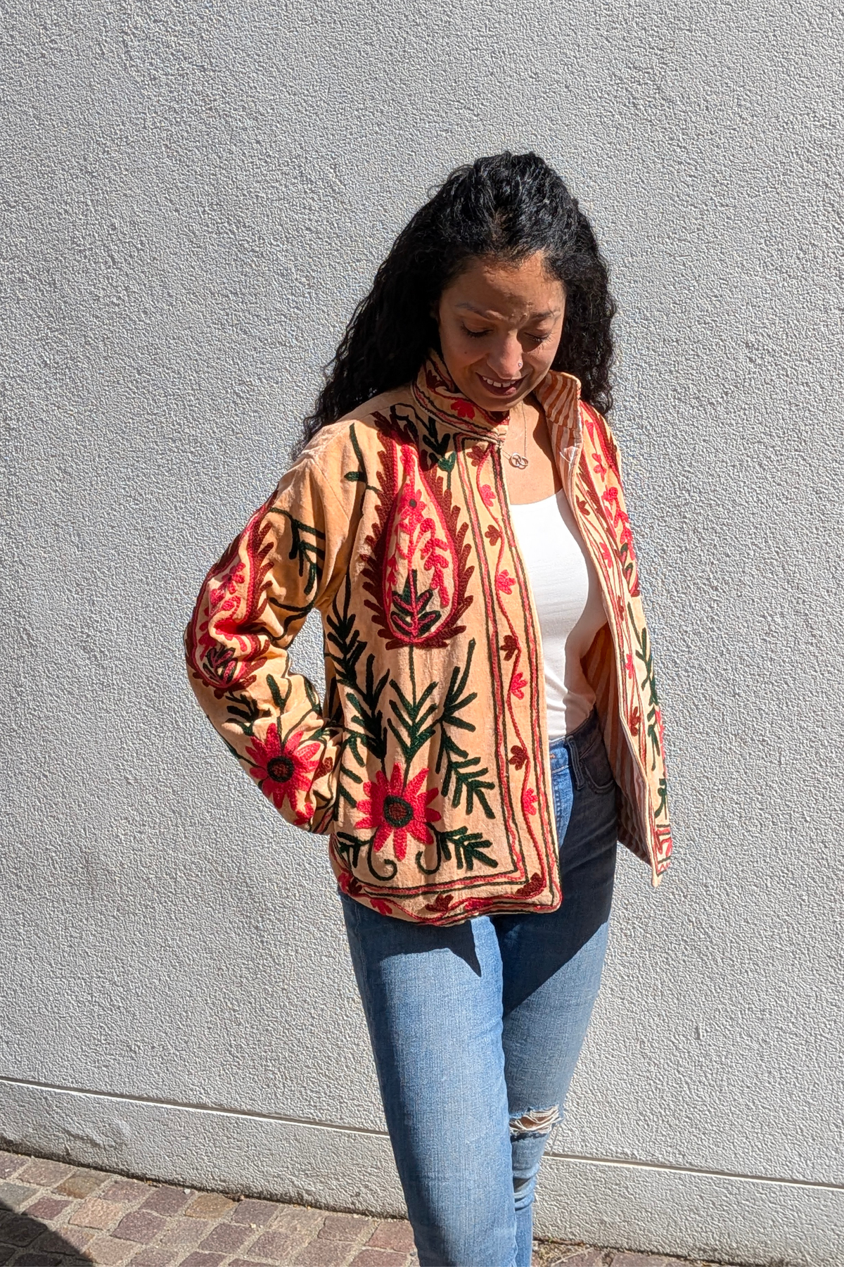 VELVET SUZANI JACKET - PEACH PAISLEY