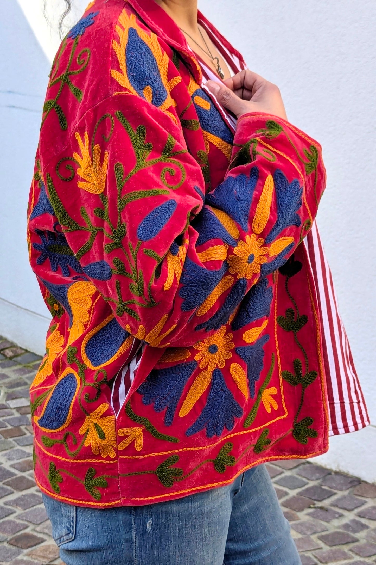 VELVET SUZANI JACKET - RED & ORANGE FLORAL