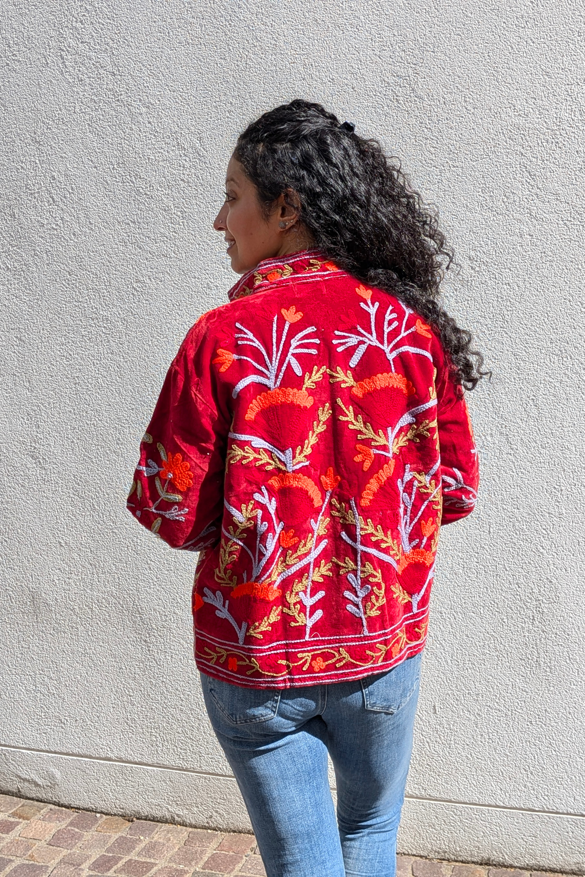 VELVET SUZANI JACKET - CRIMSON RED FLORAL