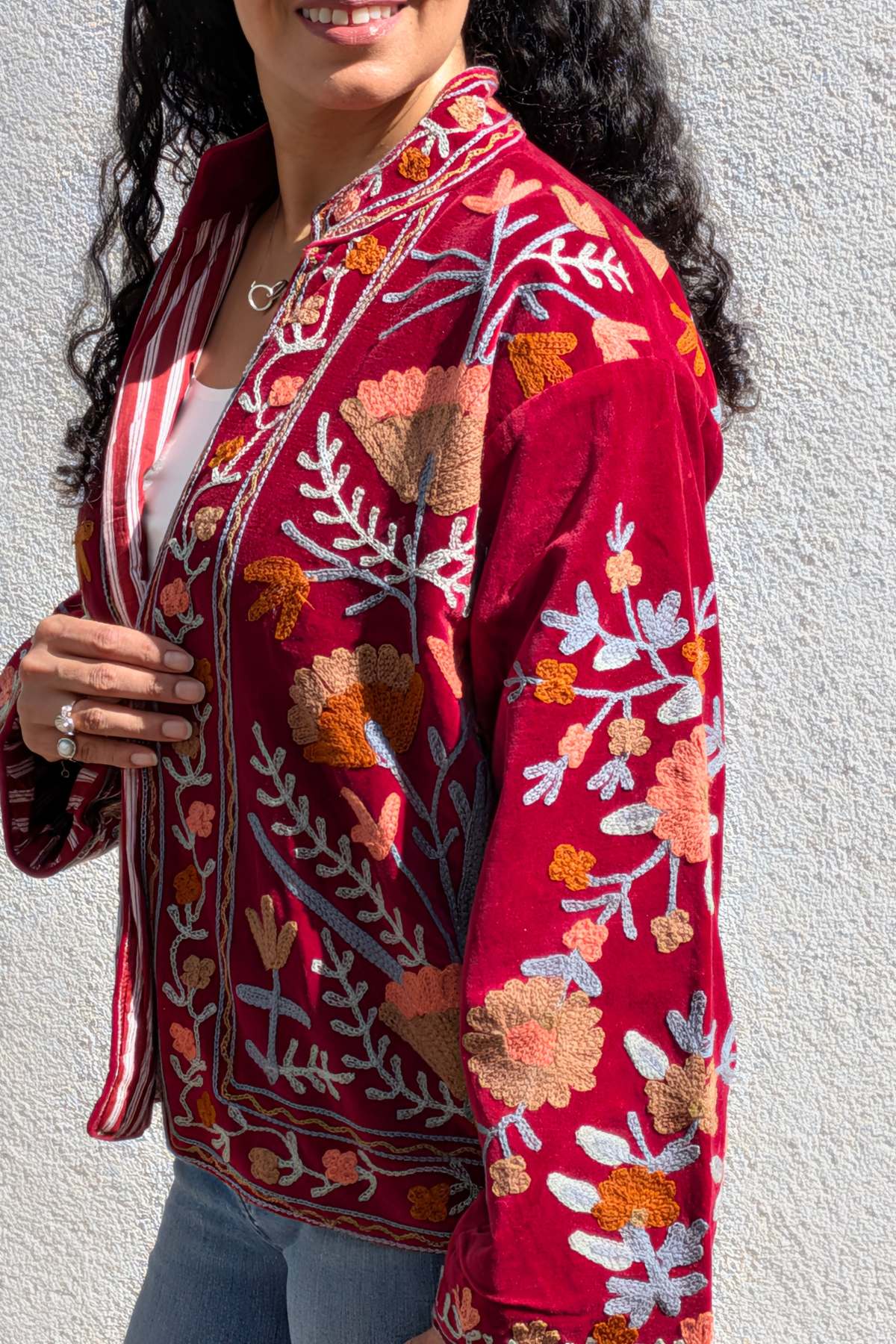 VELVET SUZANI JACKET - MAROON FLORAL