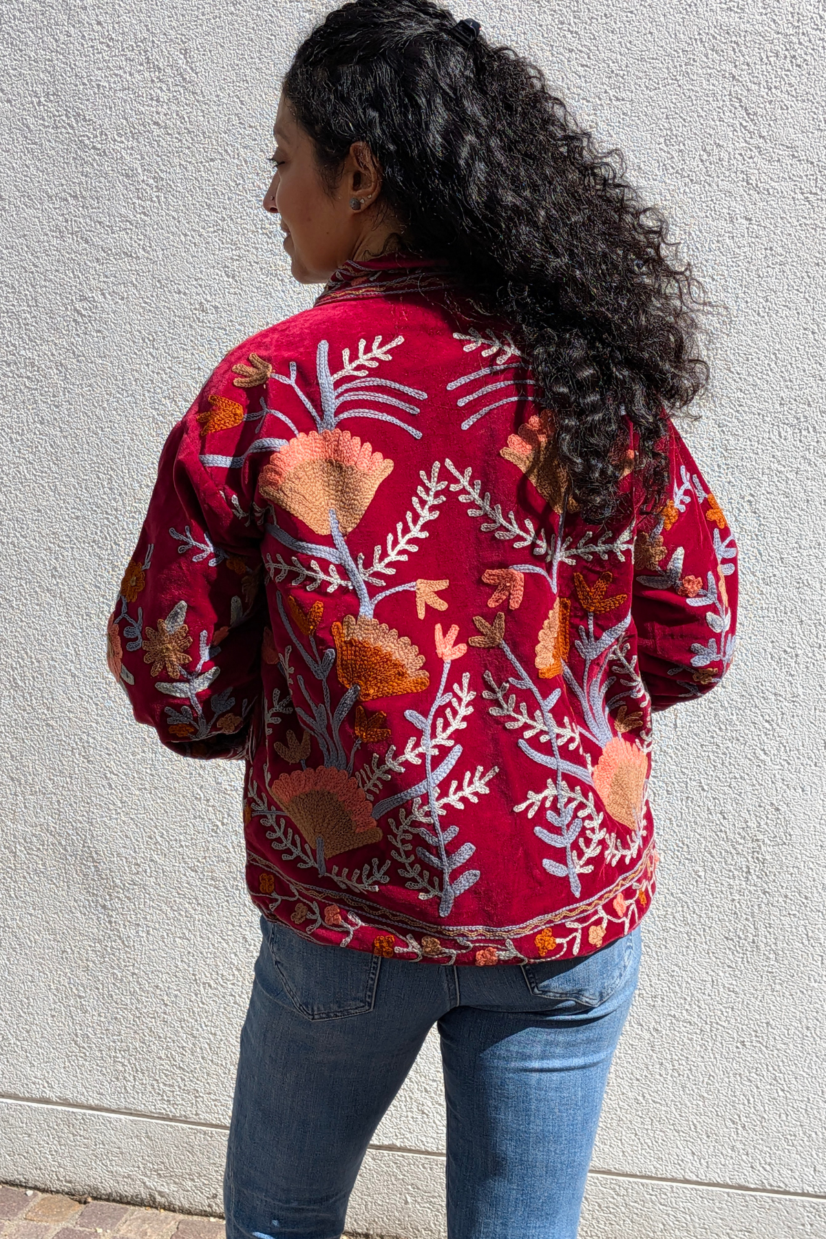 VELVET SUZANI JACKET - MAROON FLORAL