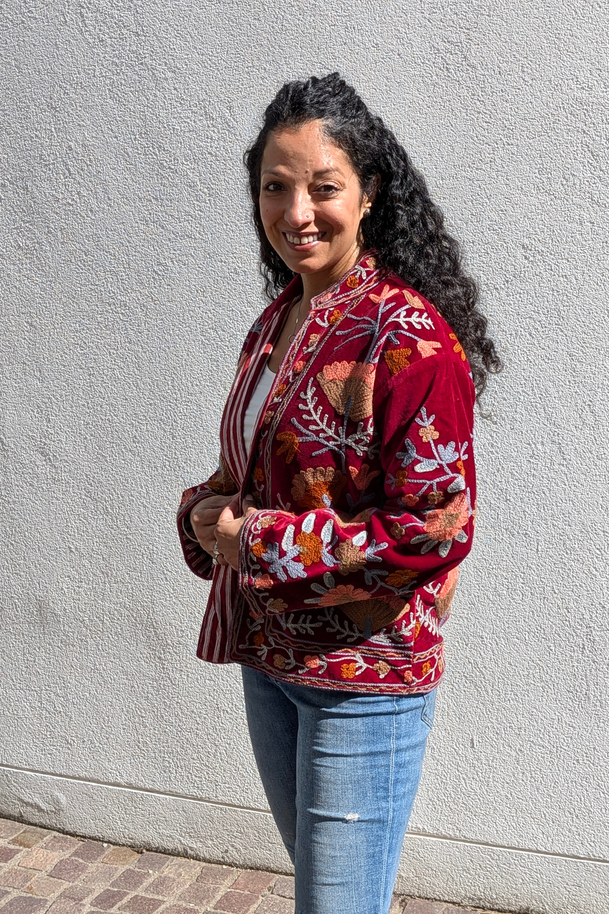 VELVET SUZANI JACKET - MAROON FLORAL