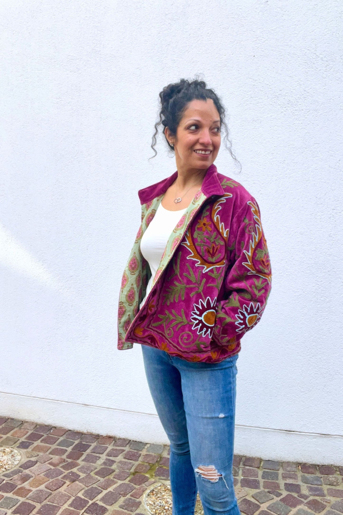 VELVET SUZANI JACKET - MAGENTA FLORAL