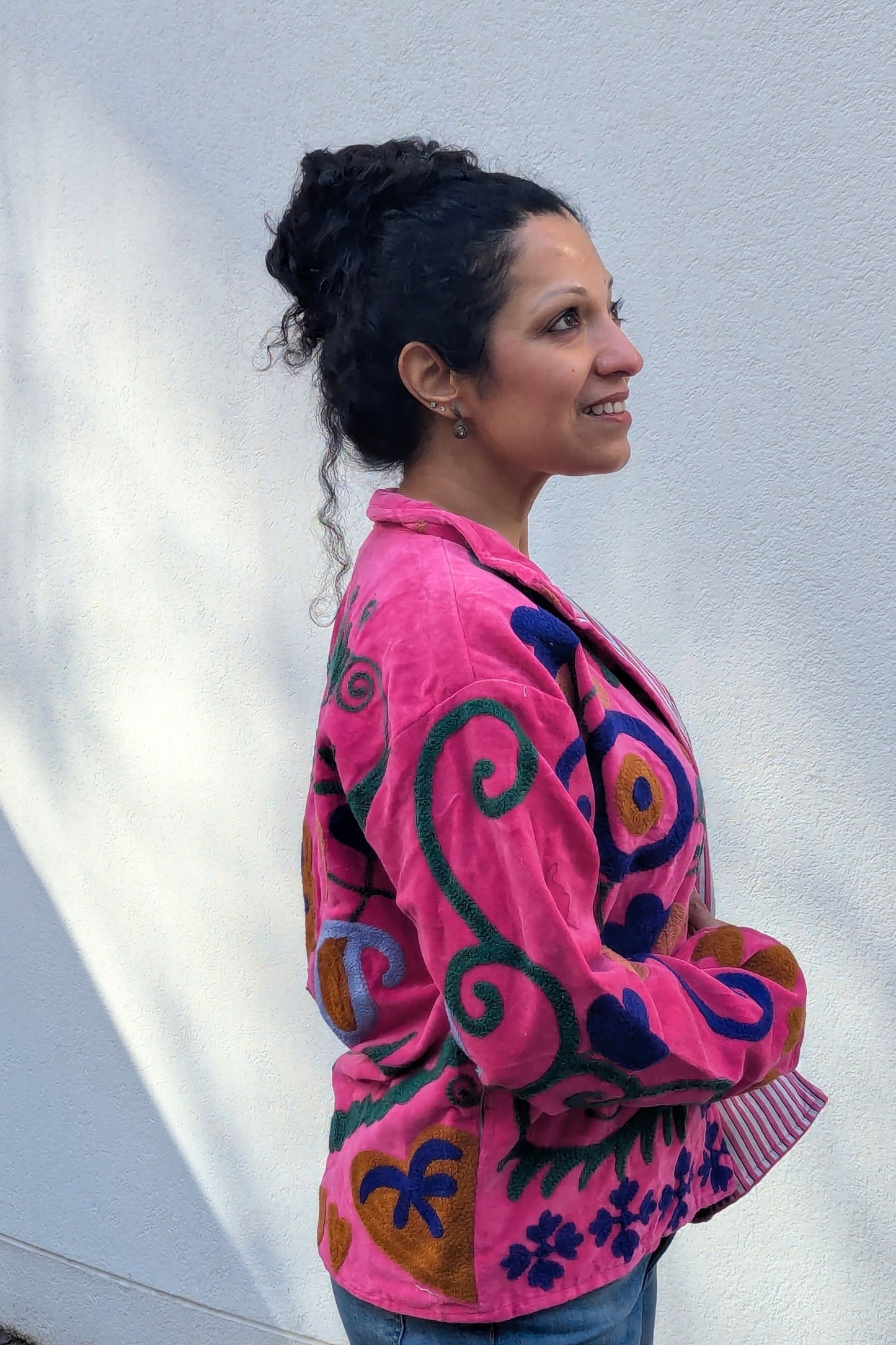 VELVET SUZANI JACKET - PINK & NAVY FLORAL
