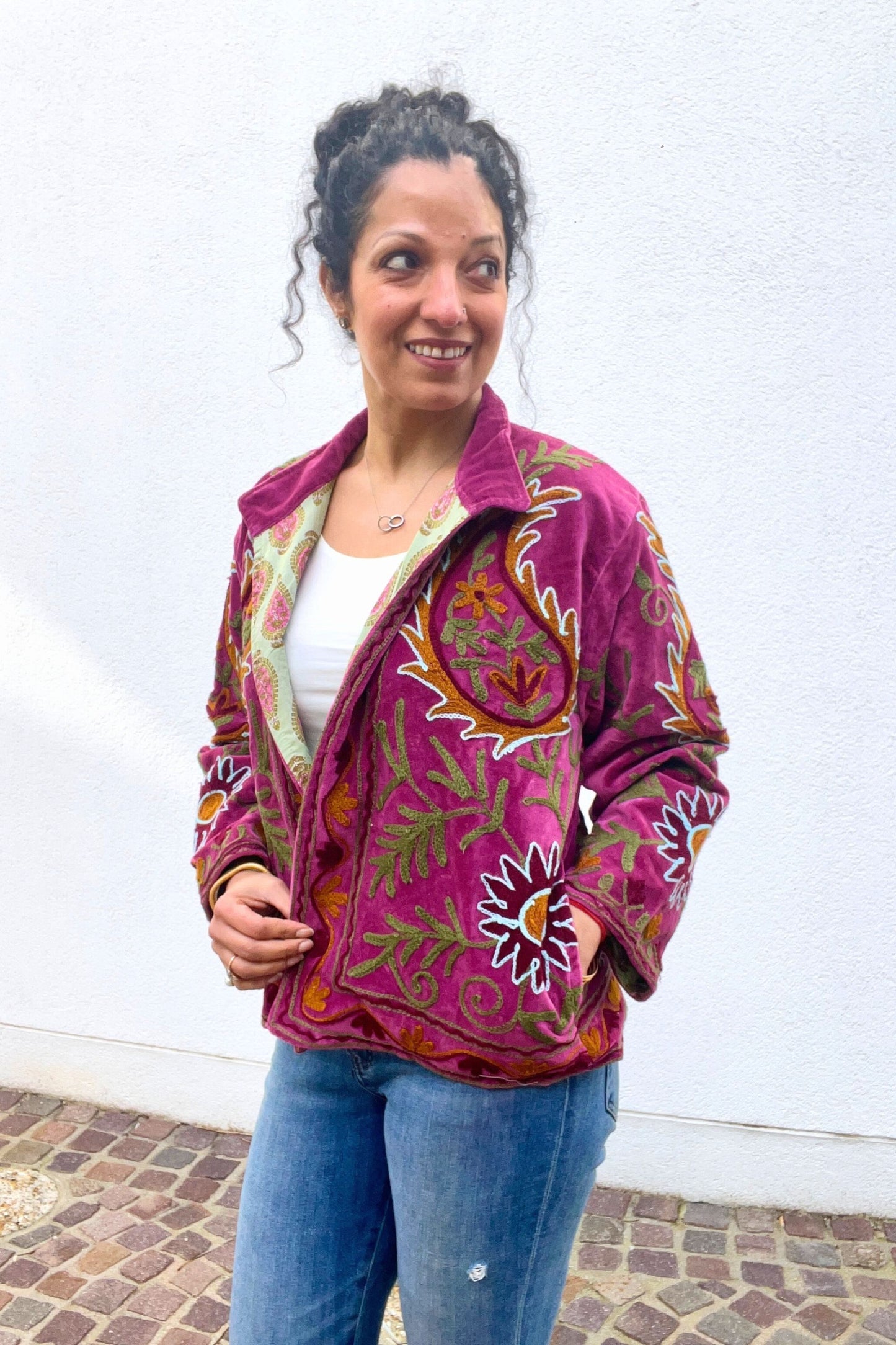 VELVET SUZANI JACKET - MAGENTA FLORAL