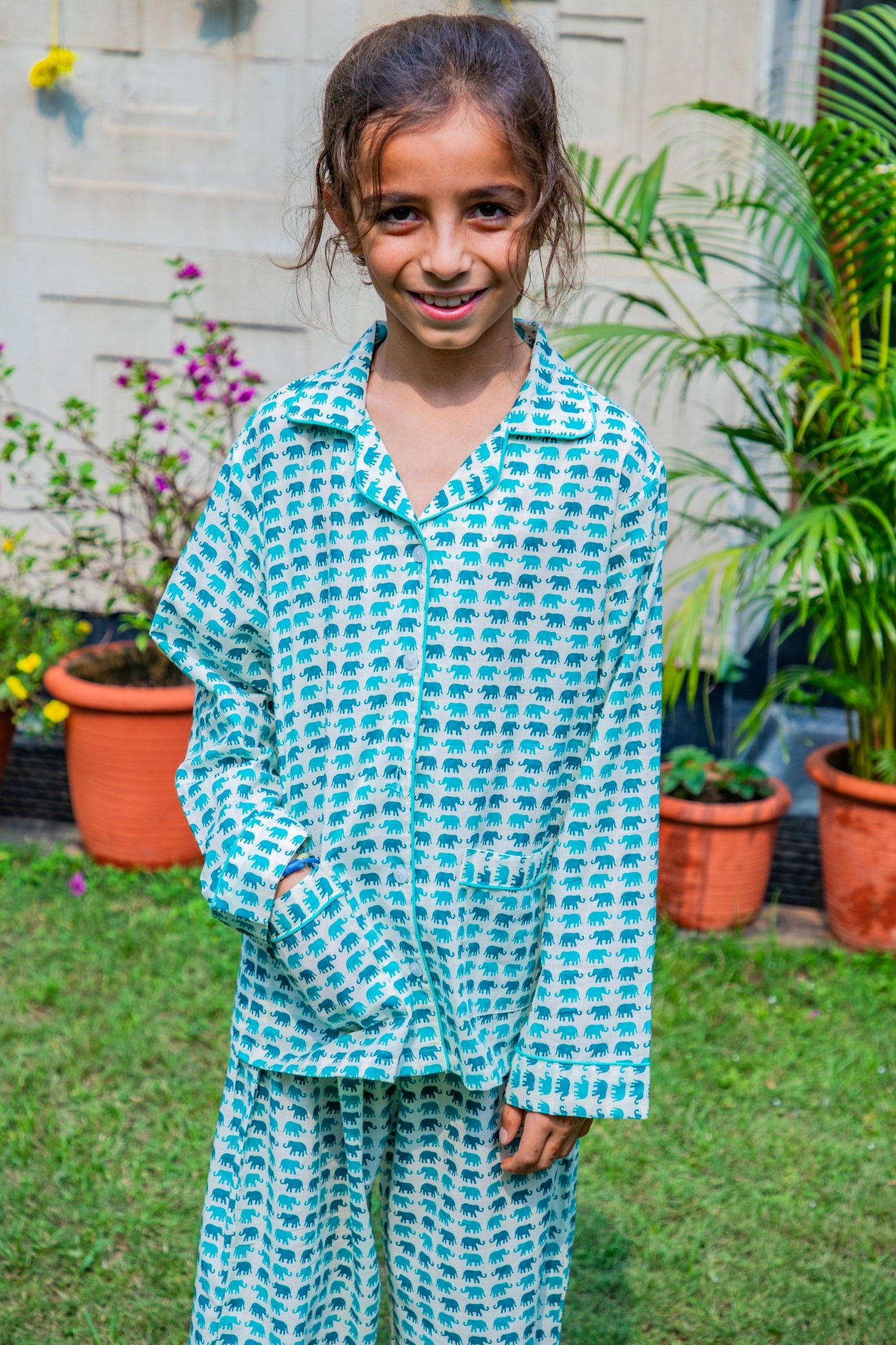 GREEN ELEPHANT KIDS COTTON PYJAMAS